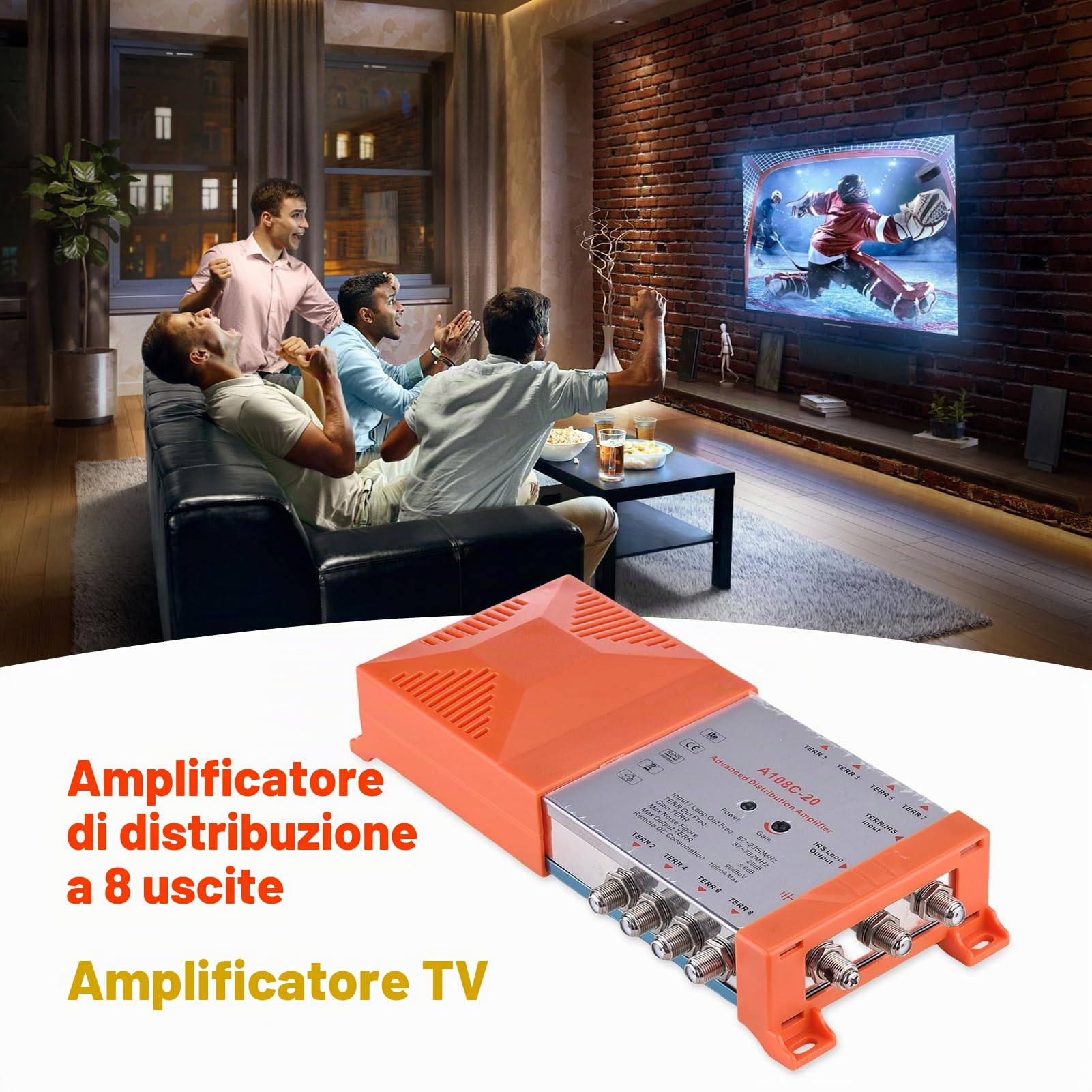 Weytoll Amplificatore Distribuzione 8 Vie 20 dB