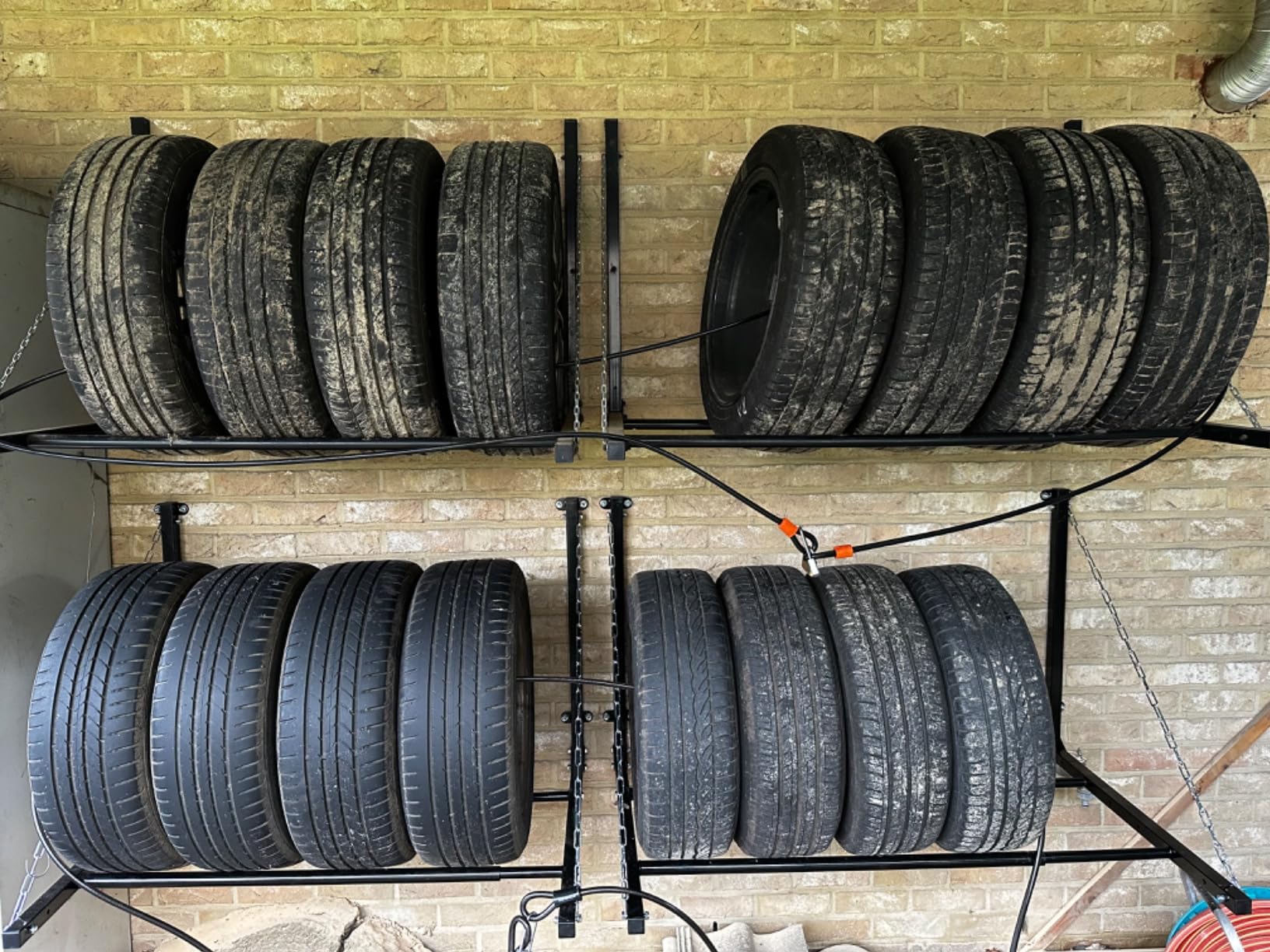 Wiltec Supporto pneumatici a parete 130 kg 4 ruote pieghevole