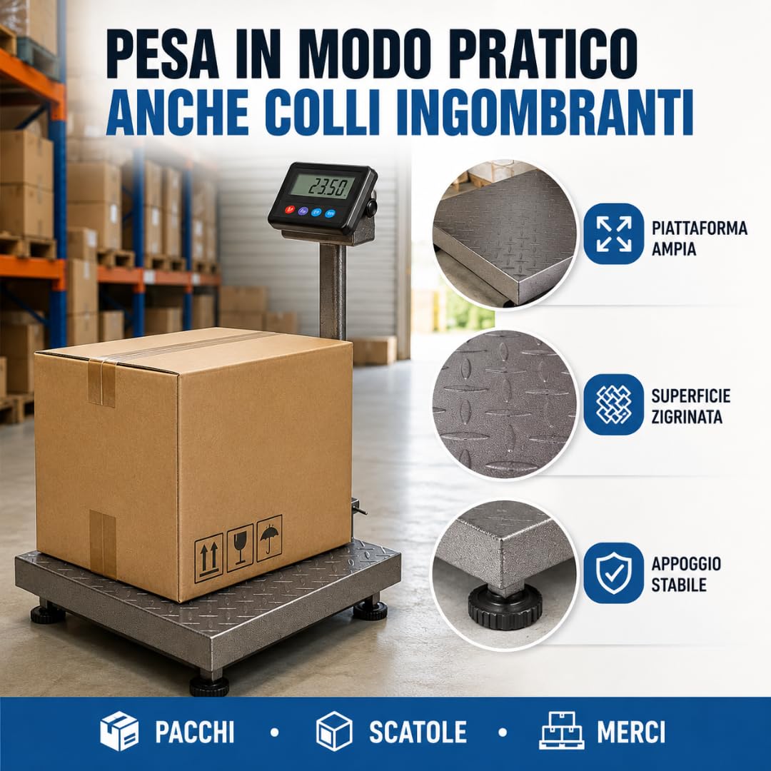De Rosa Shop bilancia digitale 300 kg display ricaricabile