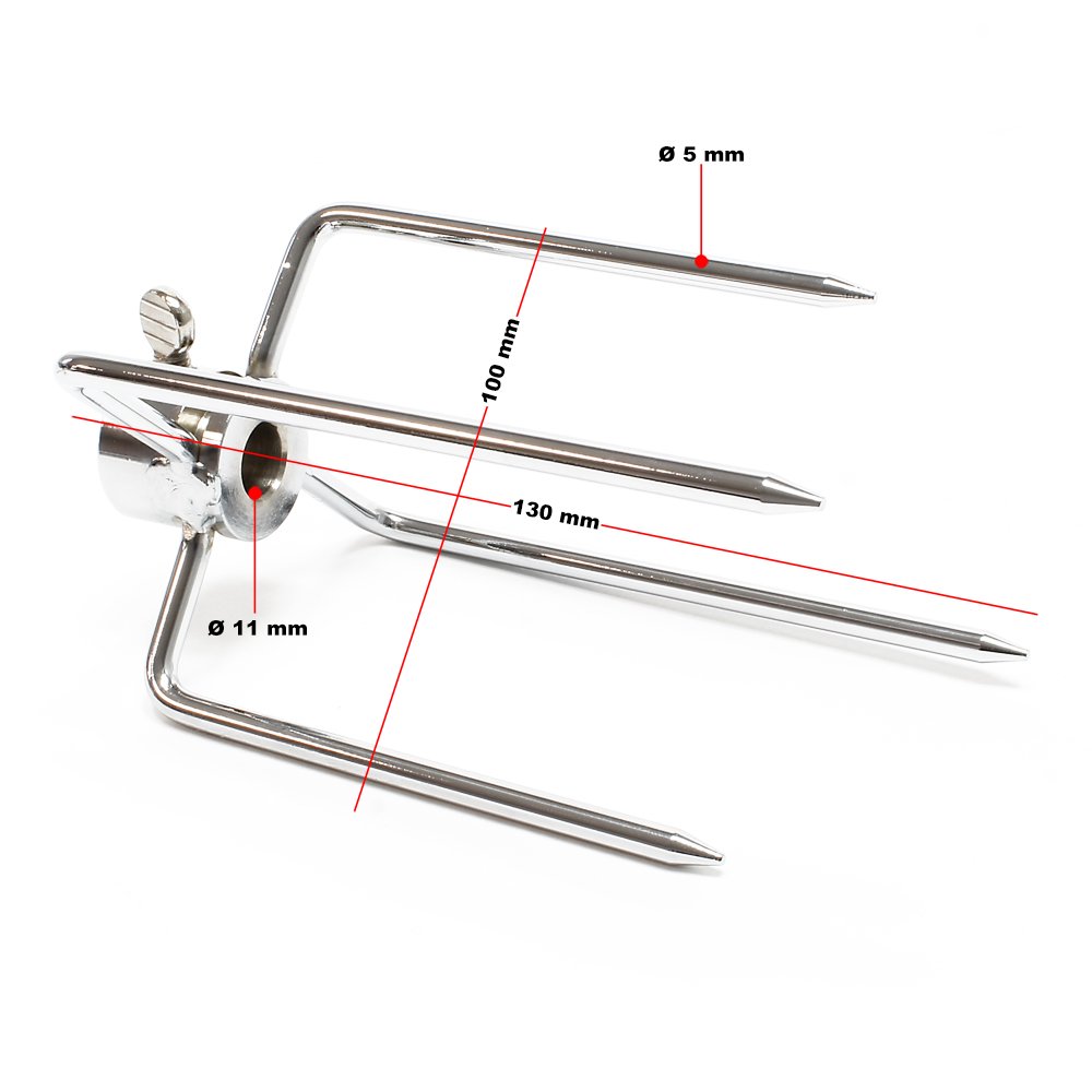Wiltec Forchettoni Fermacarne Spiedo Ø 5-11 mm Acciaio Cromato