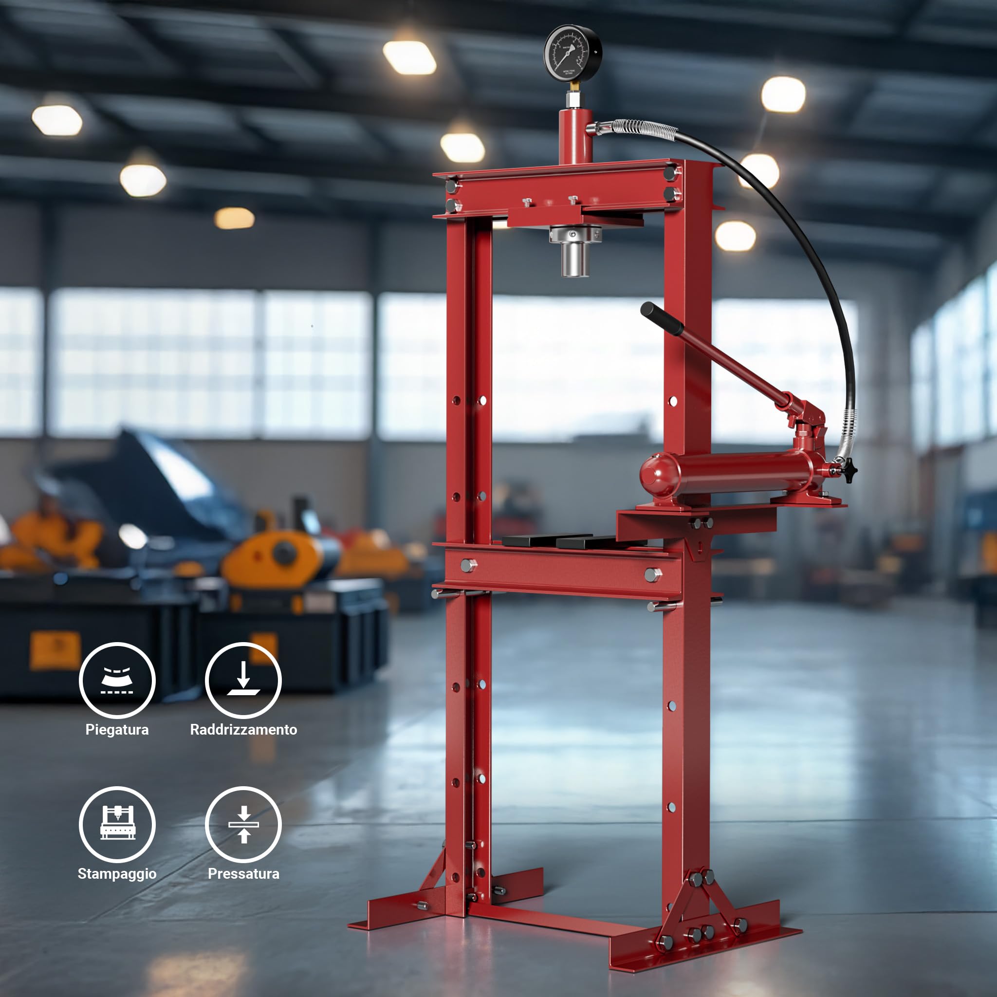 Wiltec pressa idraulica officina 12t con manometro