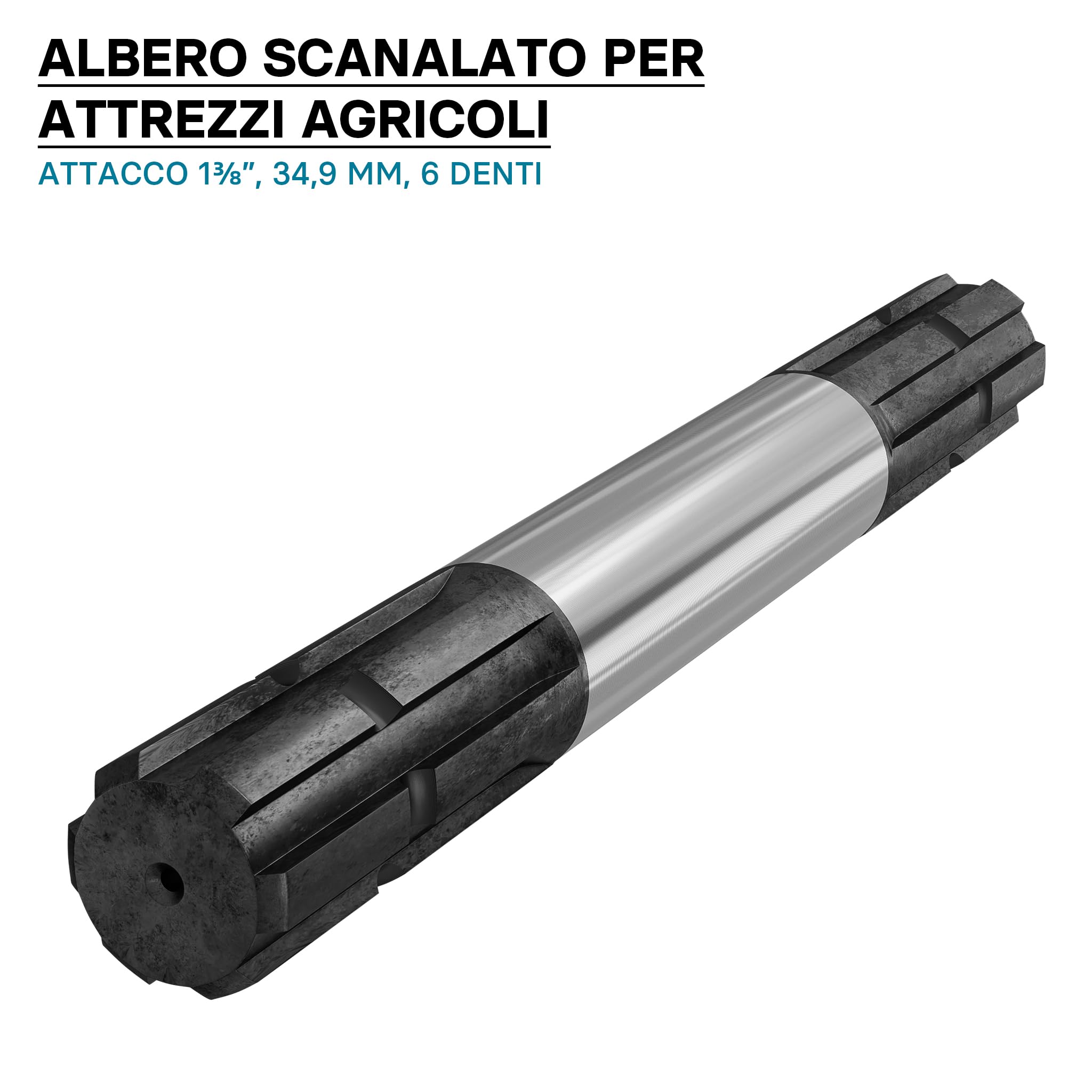 Wiltec B2 Albero Scanalato 300 mm 1 3/8" 6 Denti