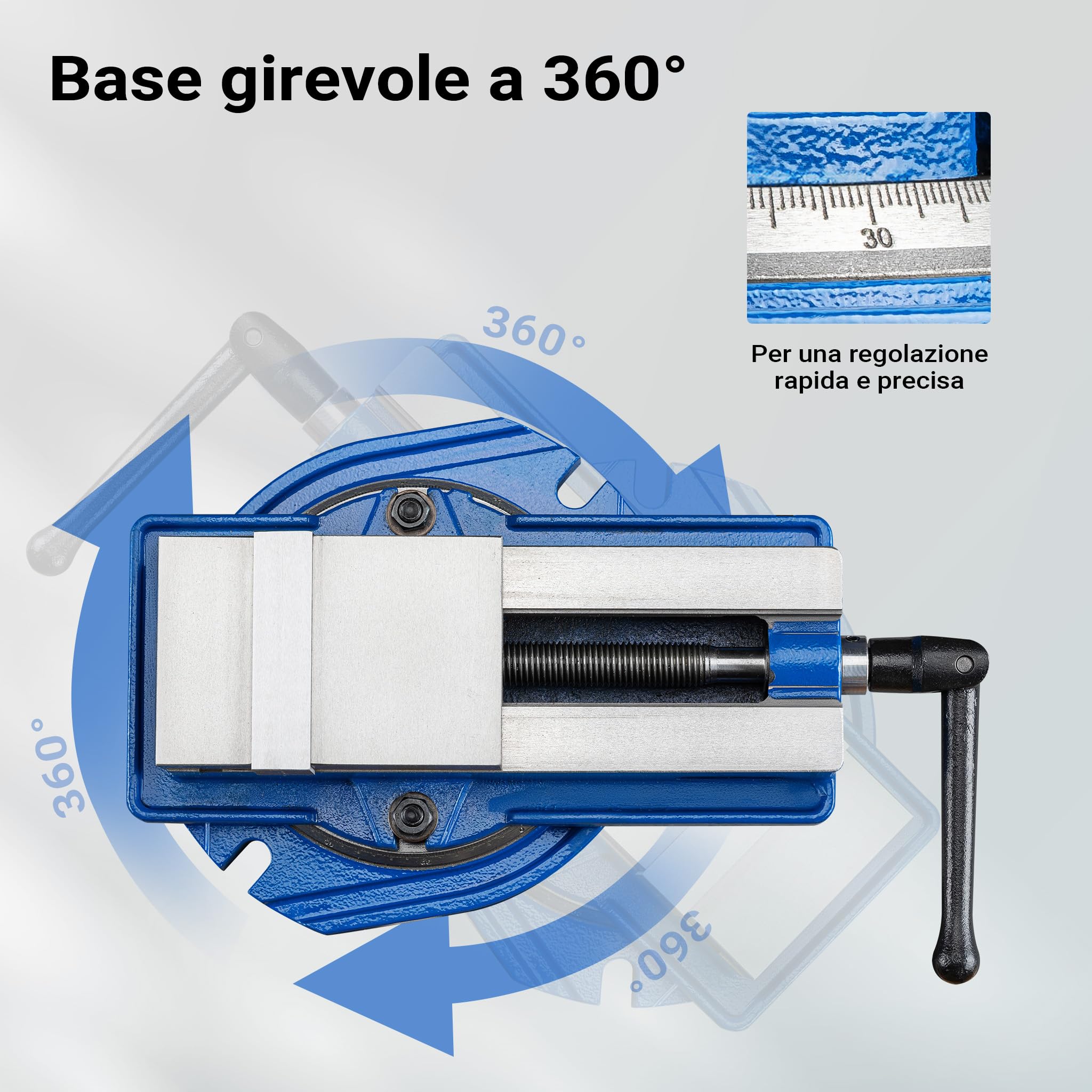 Wiltec Morsa Precisione 100 mm Base Girevole 360°