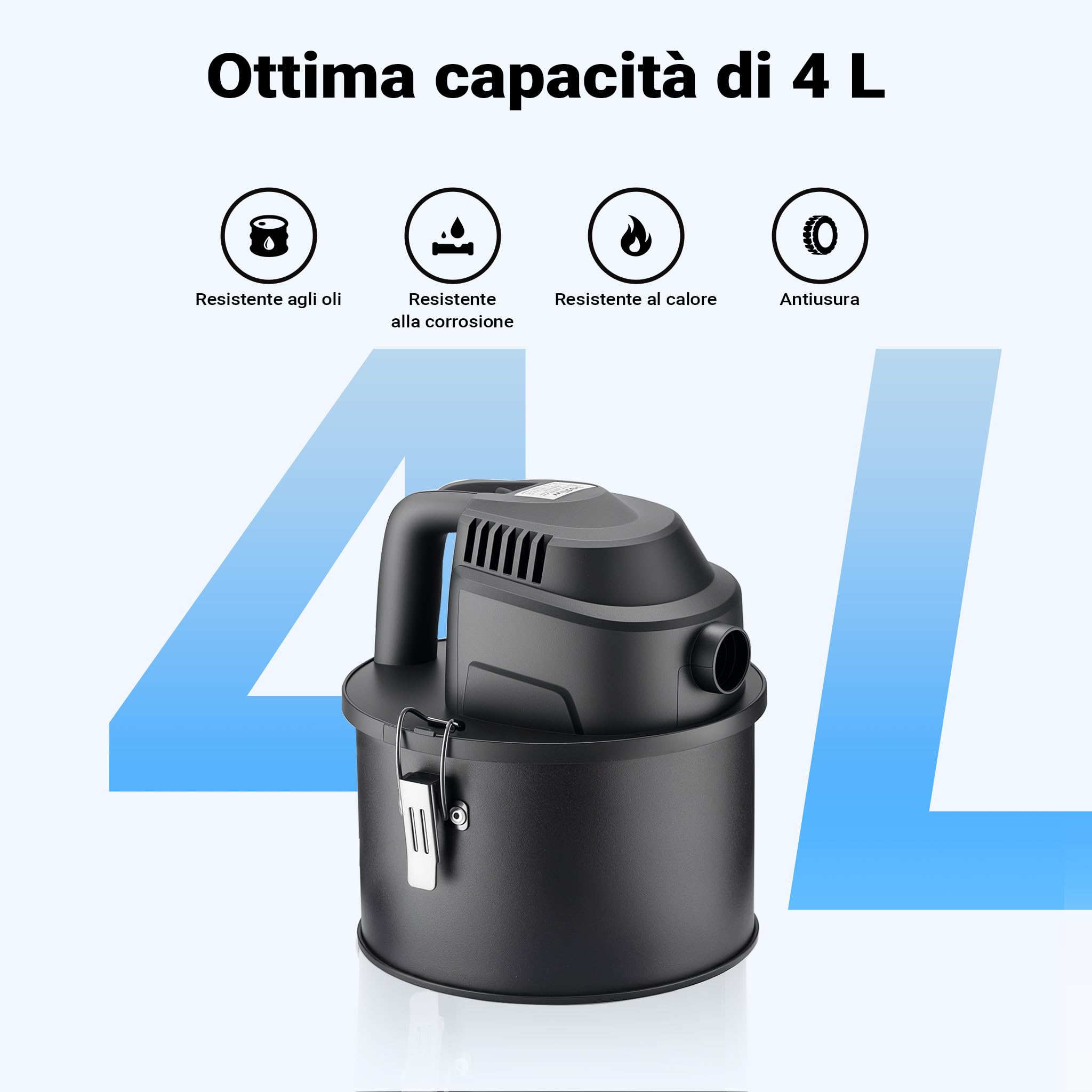 Wiltec Aspiracenere Portatile 600W 4L Filtro HEPA