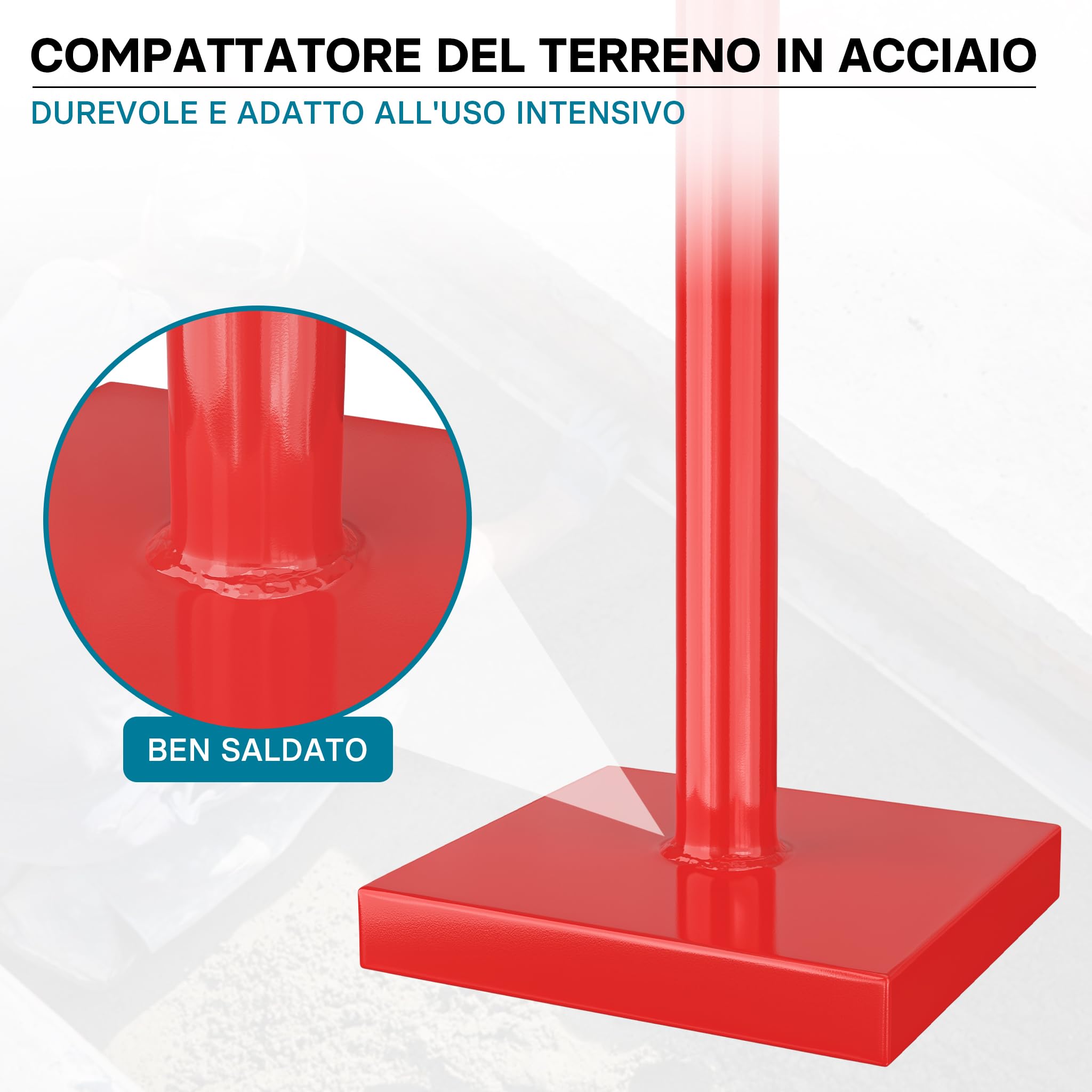 Wiltec Costipatore Manuale 11,5 kg Piastra 20x20 cm Acciaio