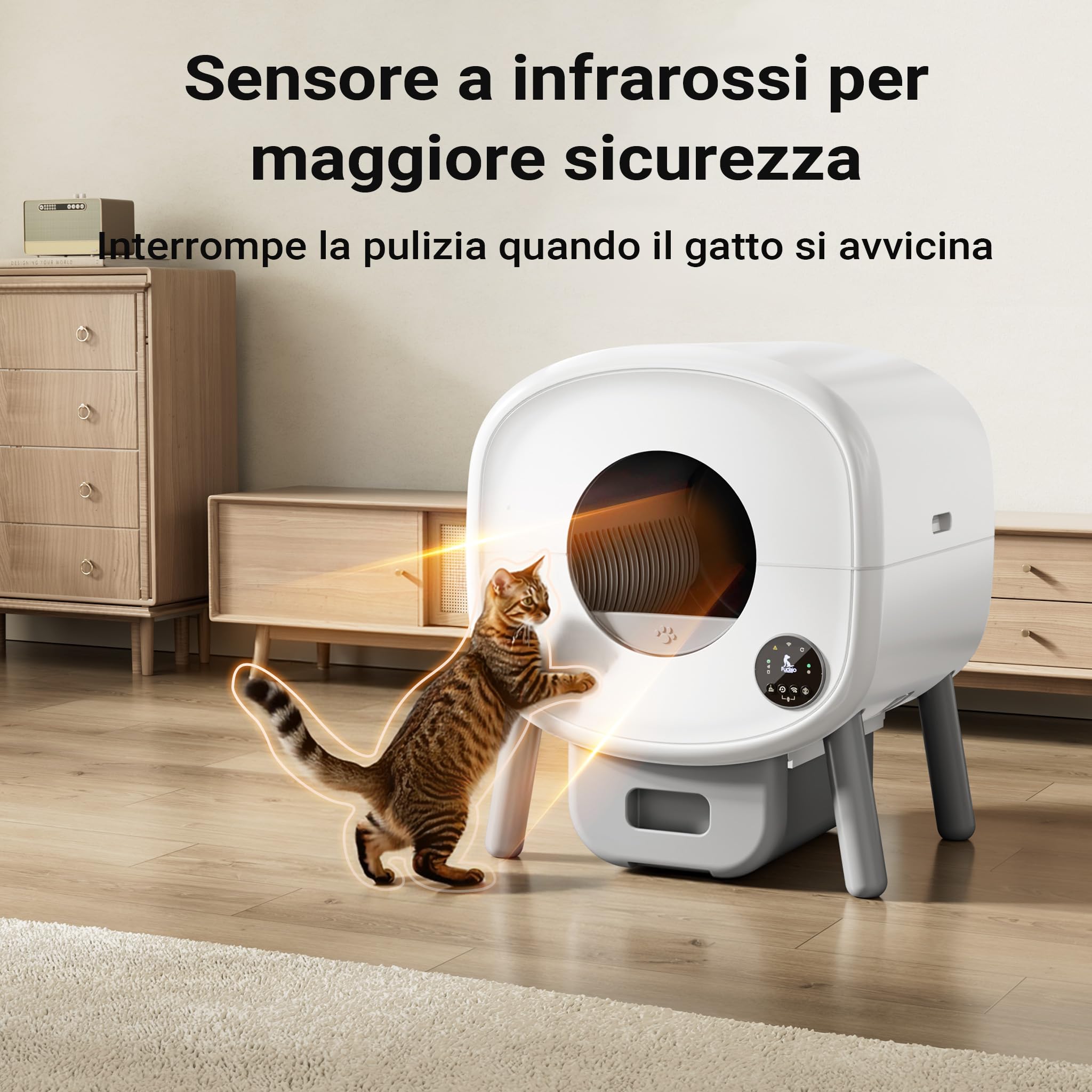 Fudajo Lettiera autopulente 76L automatica con app gatti