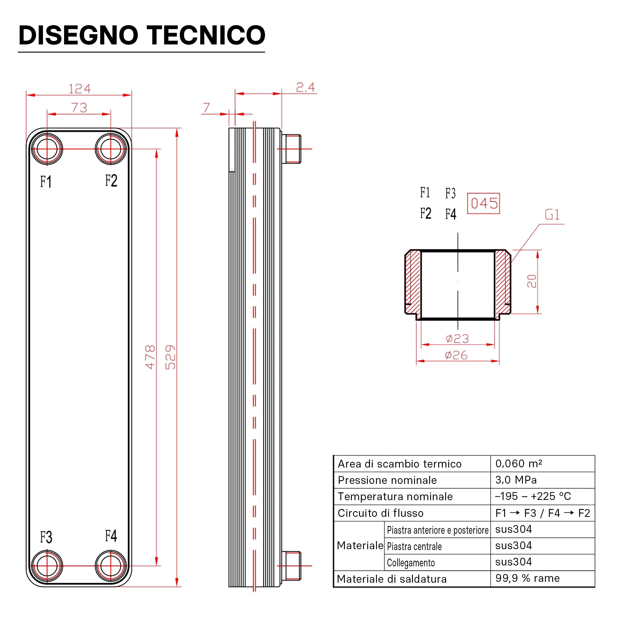 Wiltec 50684 scambiatore a piastre 30 piastre 330 kW inox