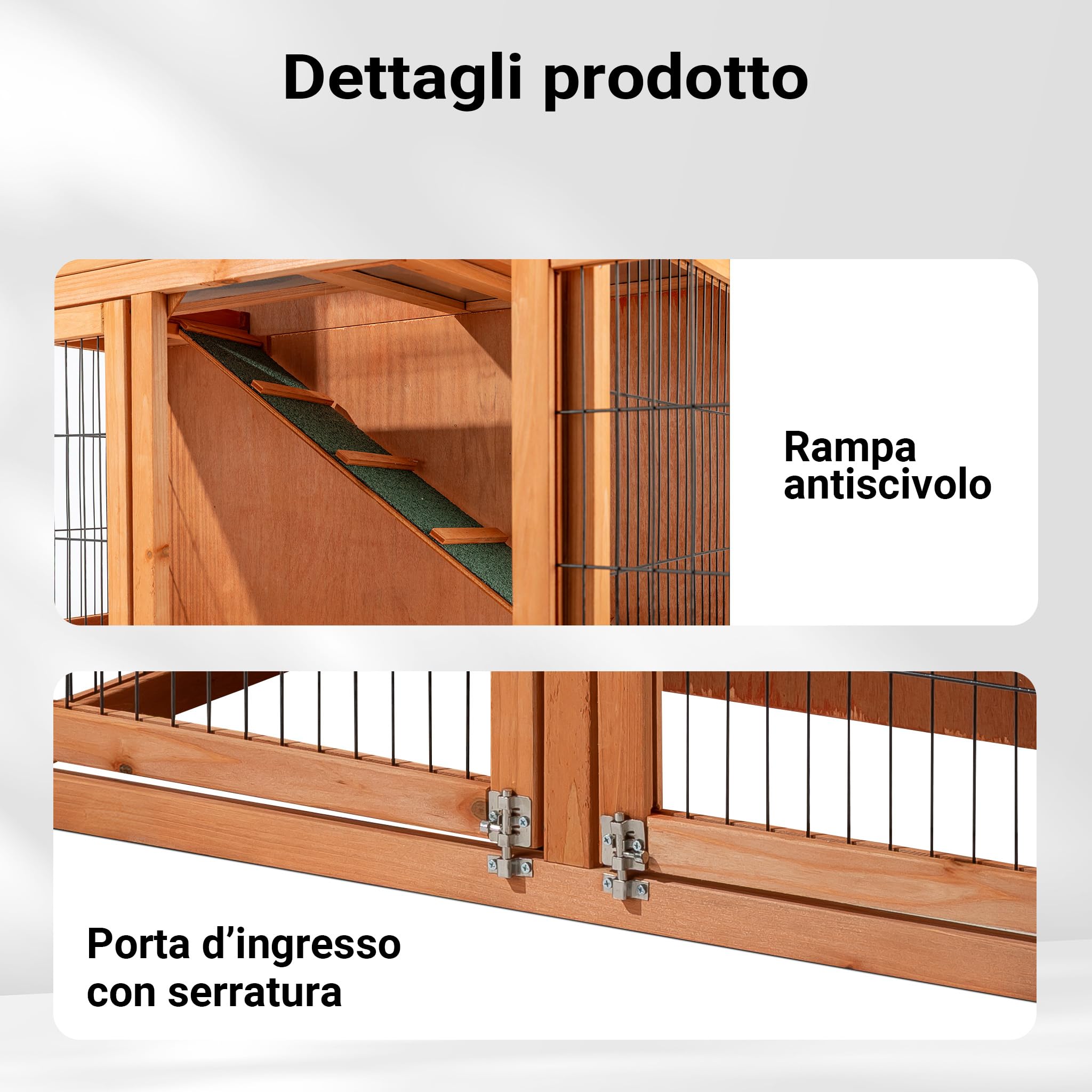 Wiltec Conigliera Legno 2 Livelli 87x54x100 cm Tetto Bitume