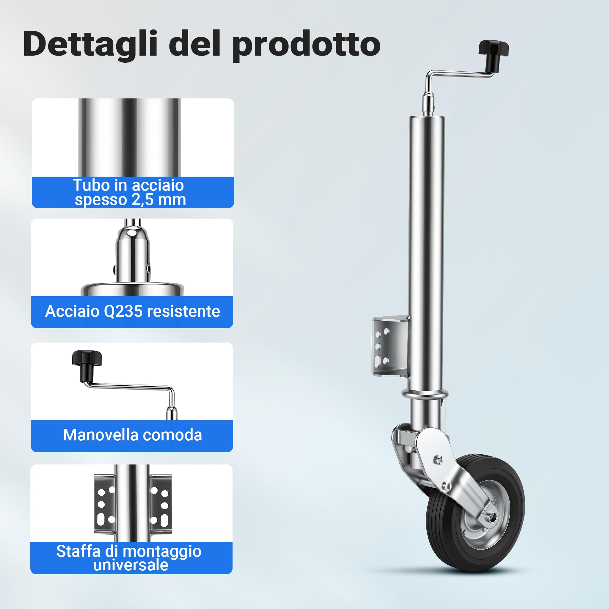 Wiltec 30117 Servotimone Ruotino Rimorchio 453kg Automatico