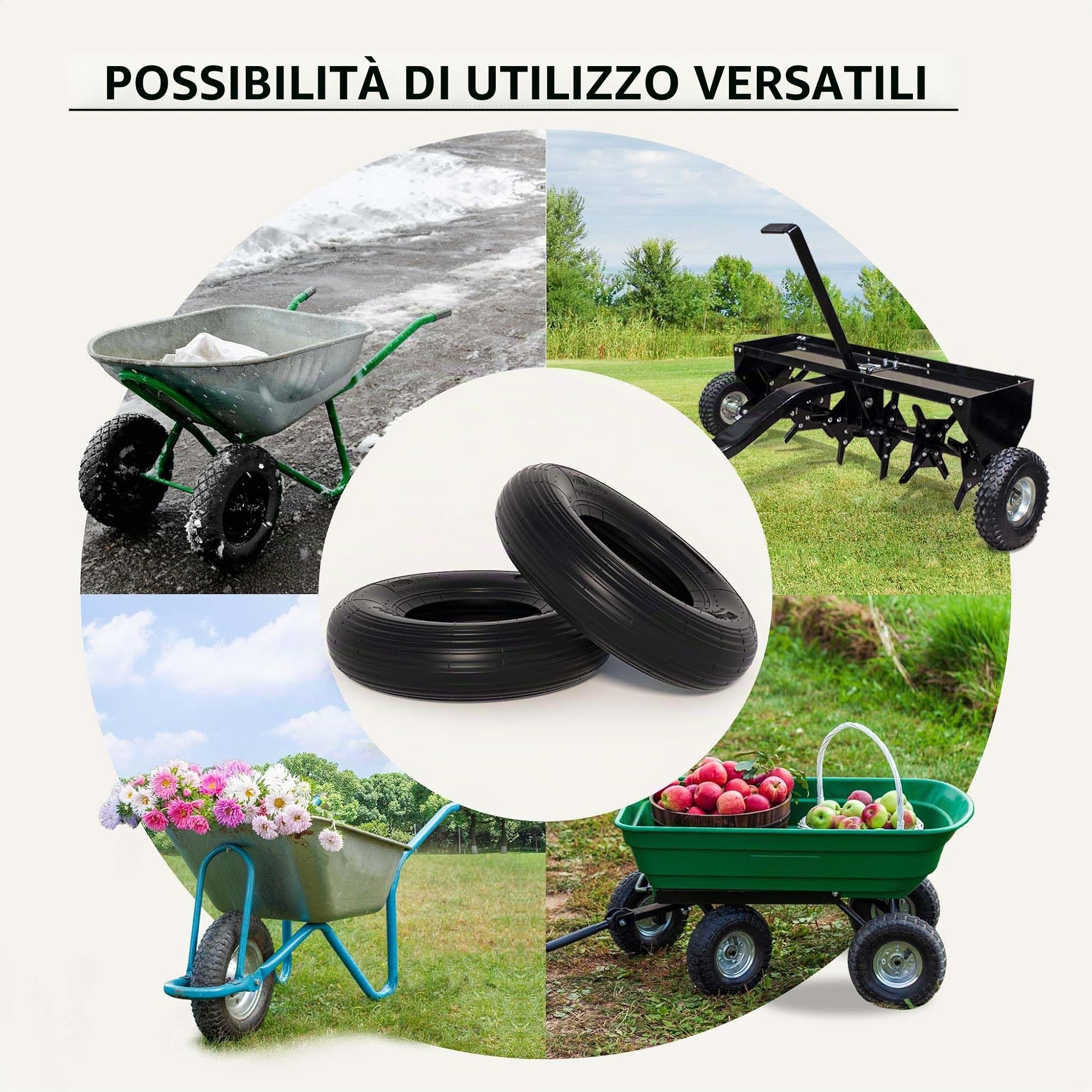 Wiltec Copertone Carriola 4.00-8 400x100 mm 160 kg
