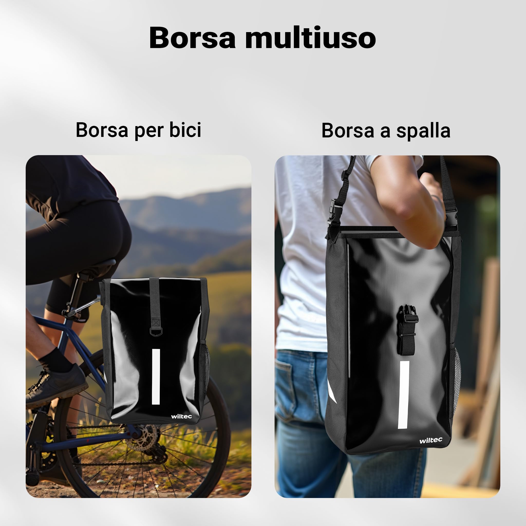 Wiltec Borsa Bici 16 l Nera Impermeabile Portapacchi