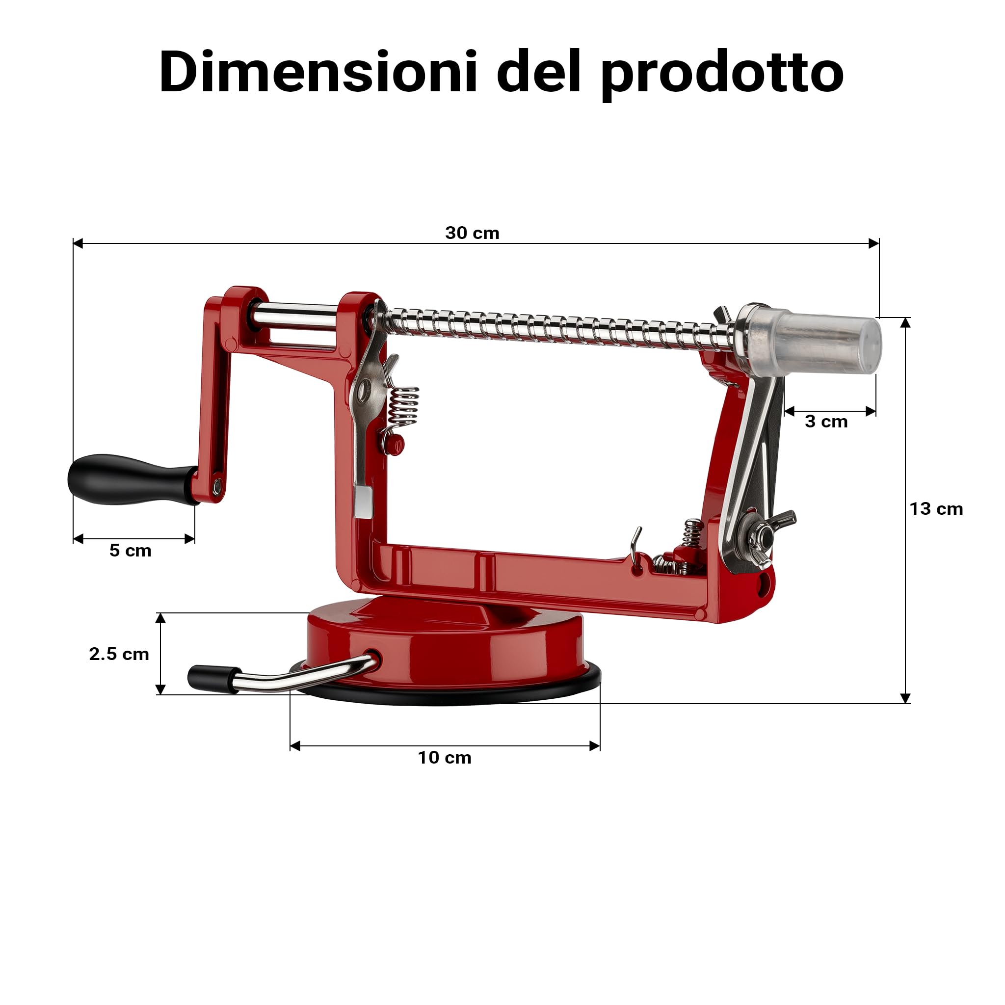 Wiltec Sbucciamela a Manovella con Ventosa Acciaio 30x10x13 cm