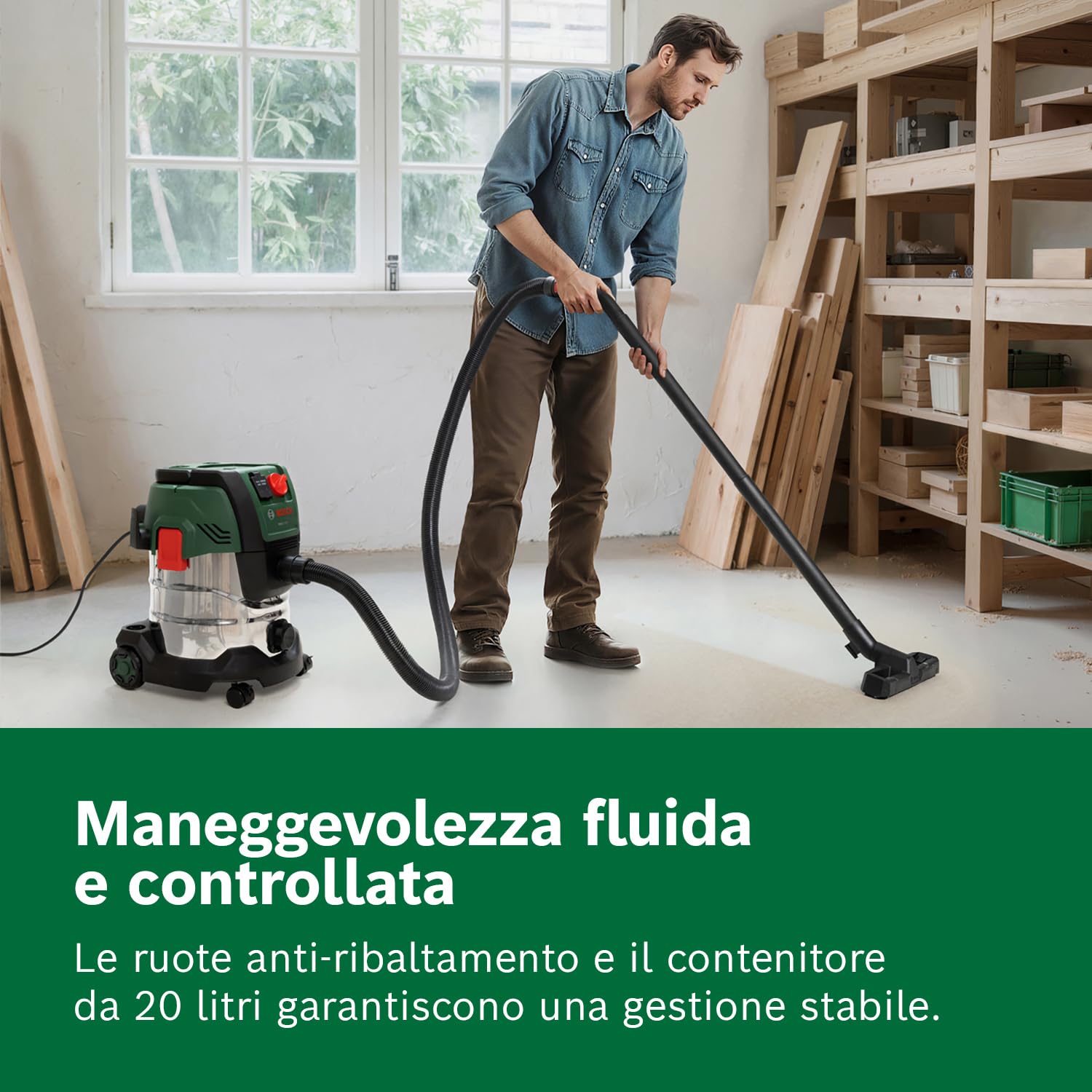 Bosch PAS20-220P aspiratore solidi-liquidi 20L 1200W 220mbar