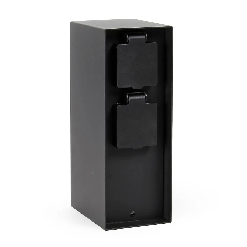 Wiltec colonna 4 prese da giardino IP44 acciaio nera