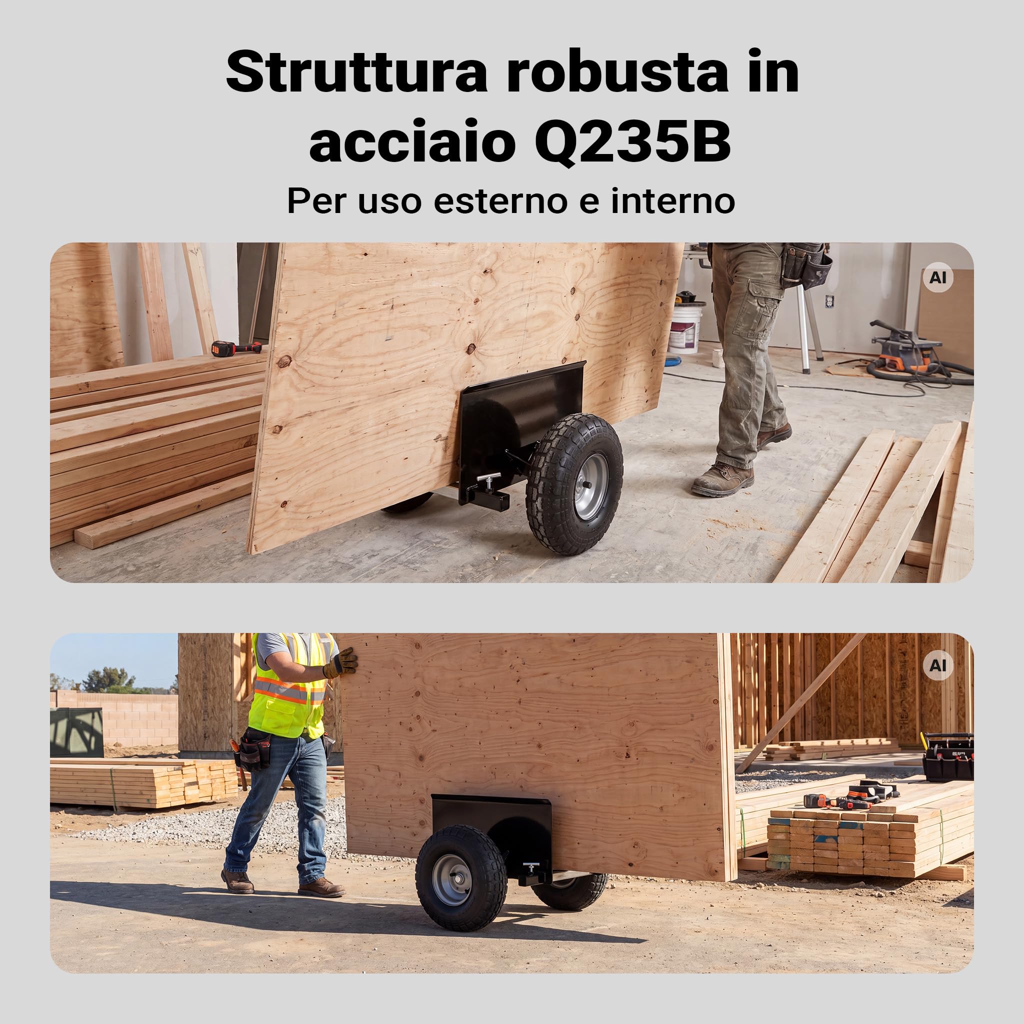 Wiltec Carrello Carichi Pesanti 275 kg pneumatici