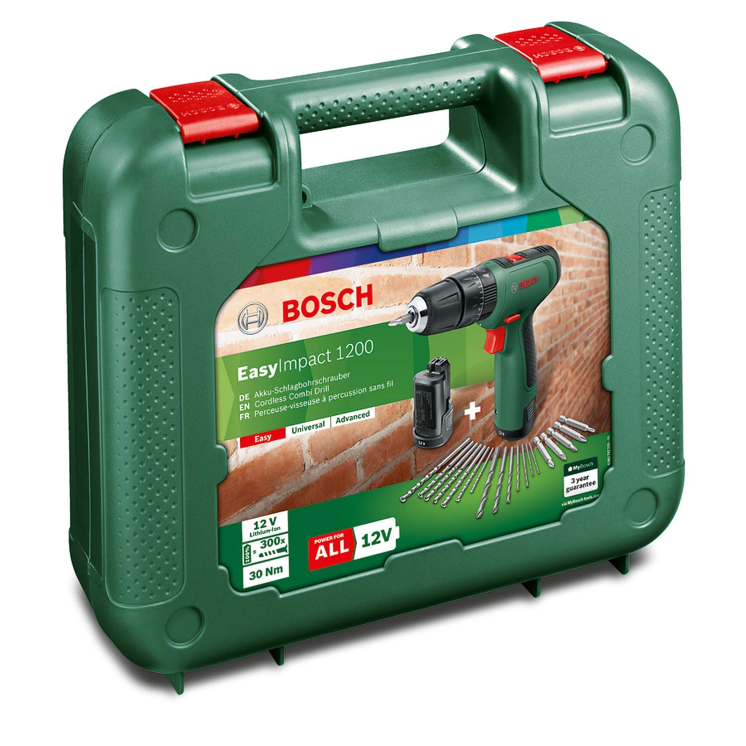 Bosch Easy Trapano Battente 12V Set Premium 2 Batterie percussione
