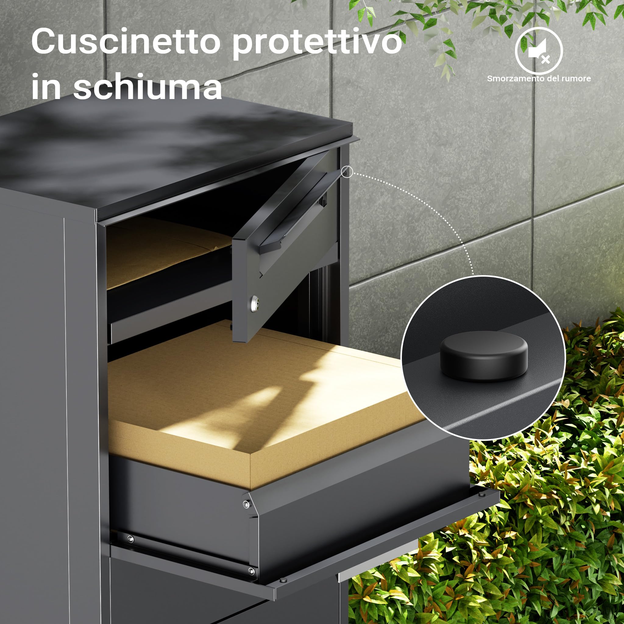Wiltec cassetta pacchi antracite 500x370x1120 mm con serratura