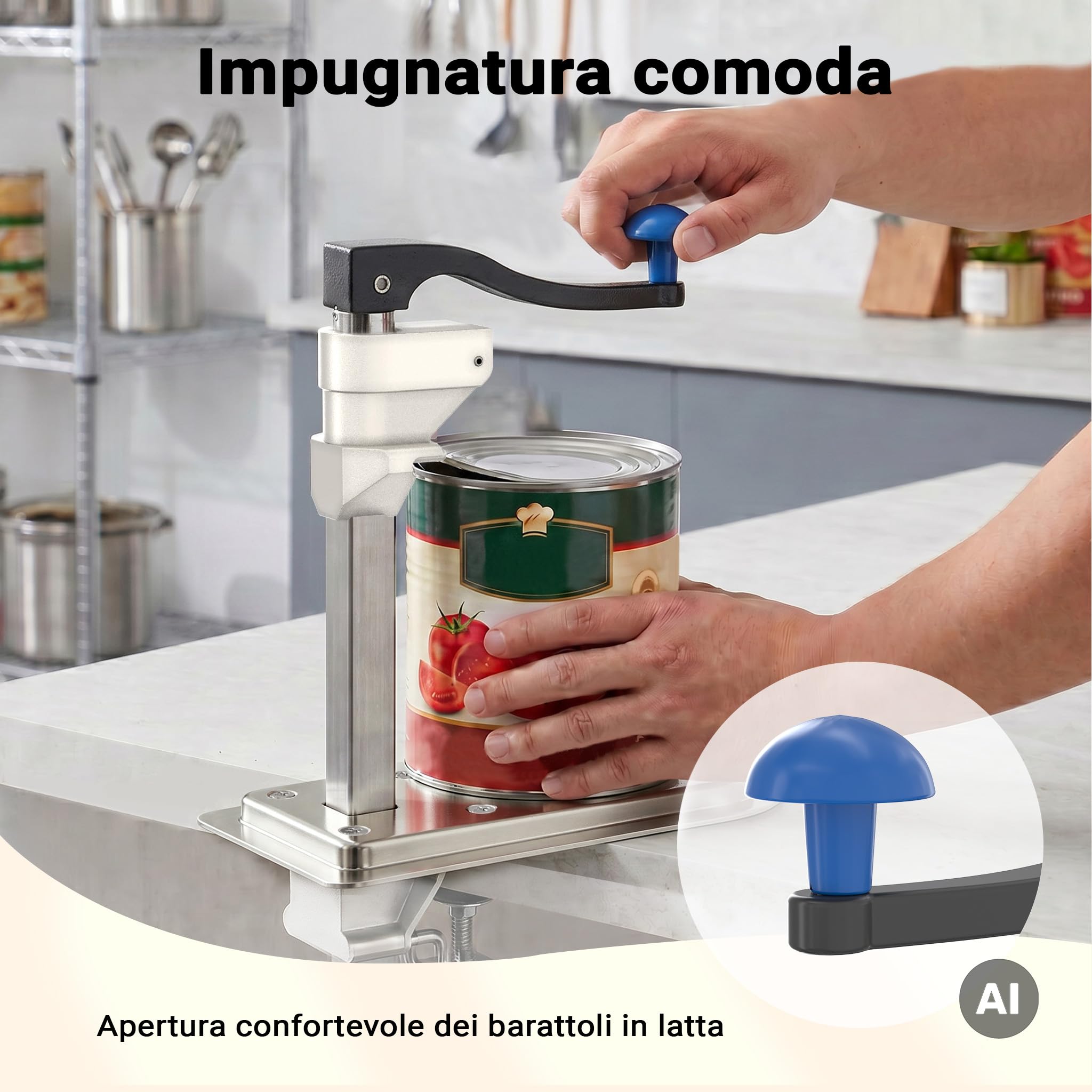 Wiltec Apriscatole Professionale barattoli ghisa banco