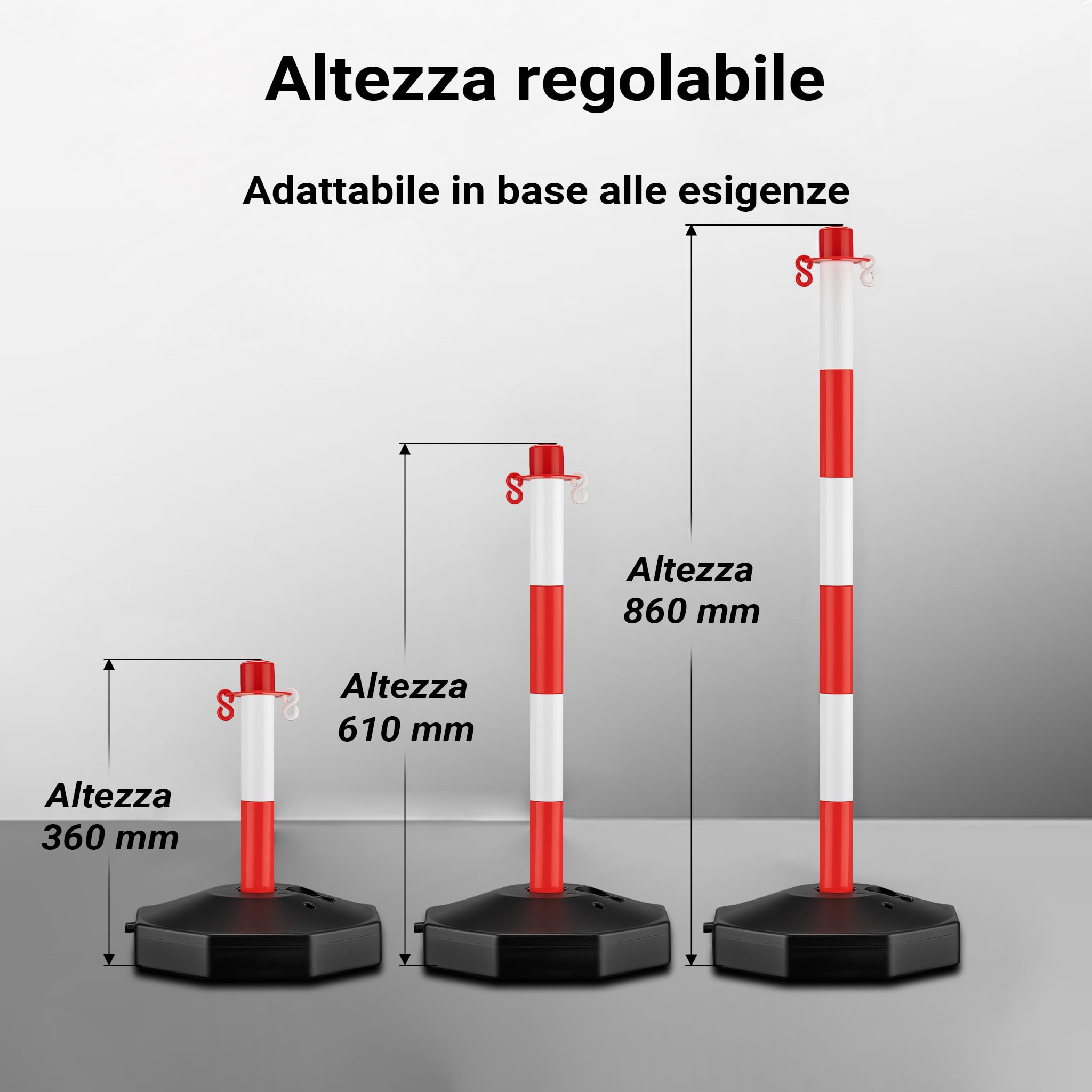 Wiltec Paletto con Catena Ø 28x80 cm Bianco Rosso