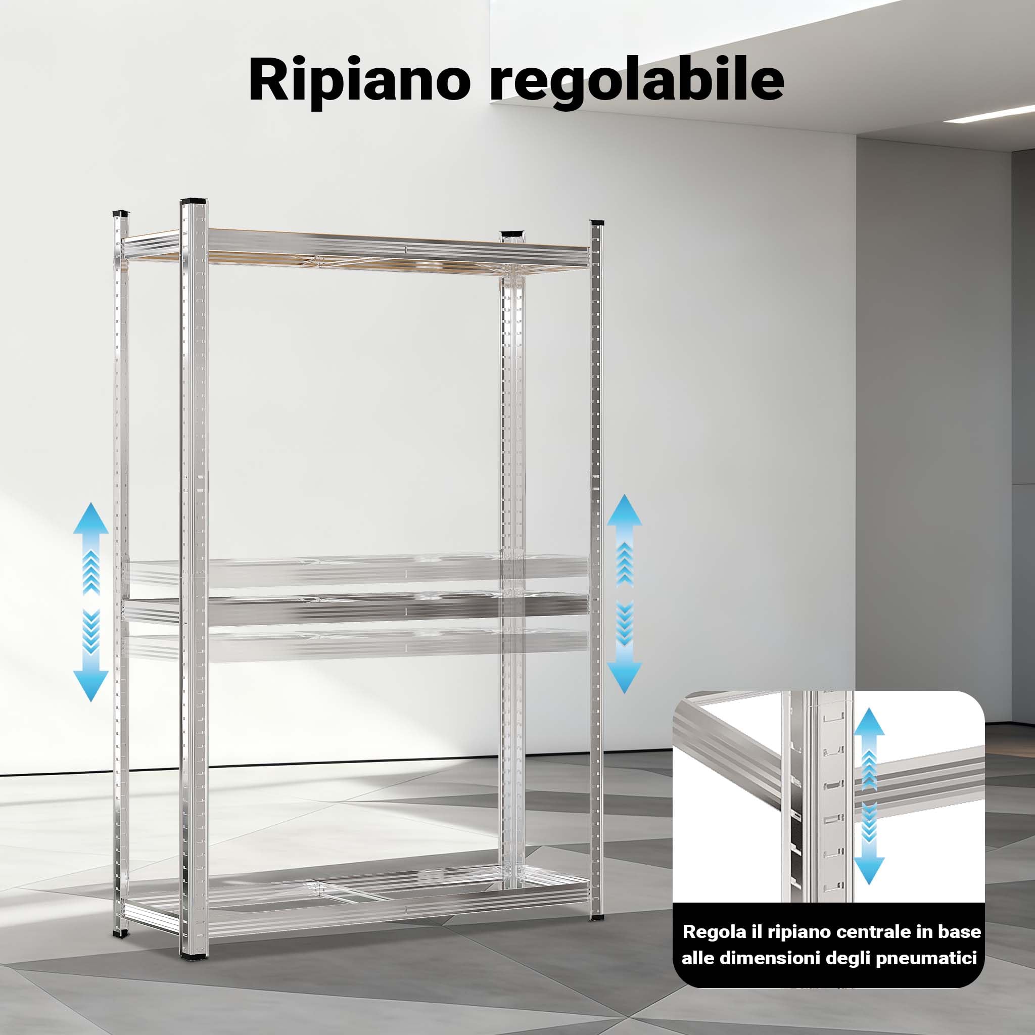 Wiltec Scaffale portagomme 180x120x40 cm 8 gomme 795 kg
