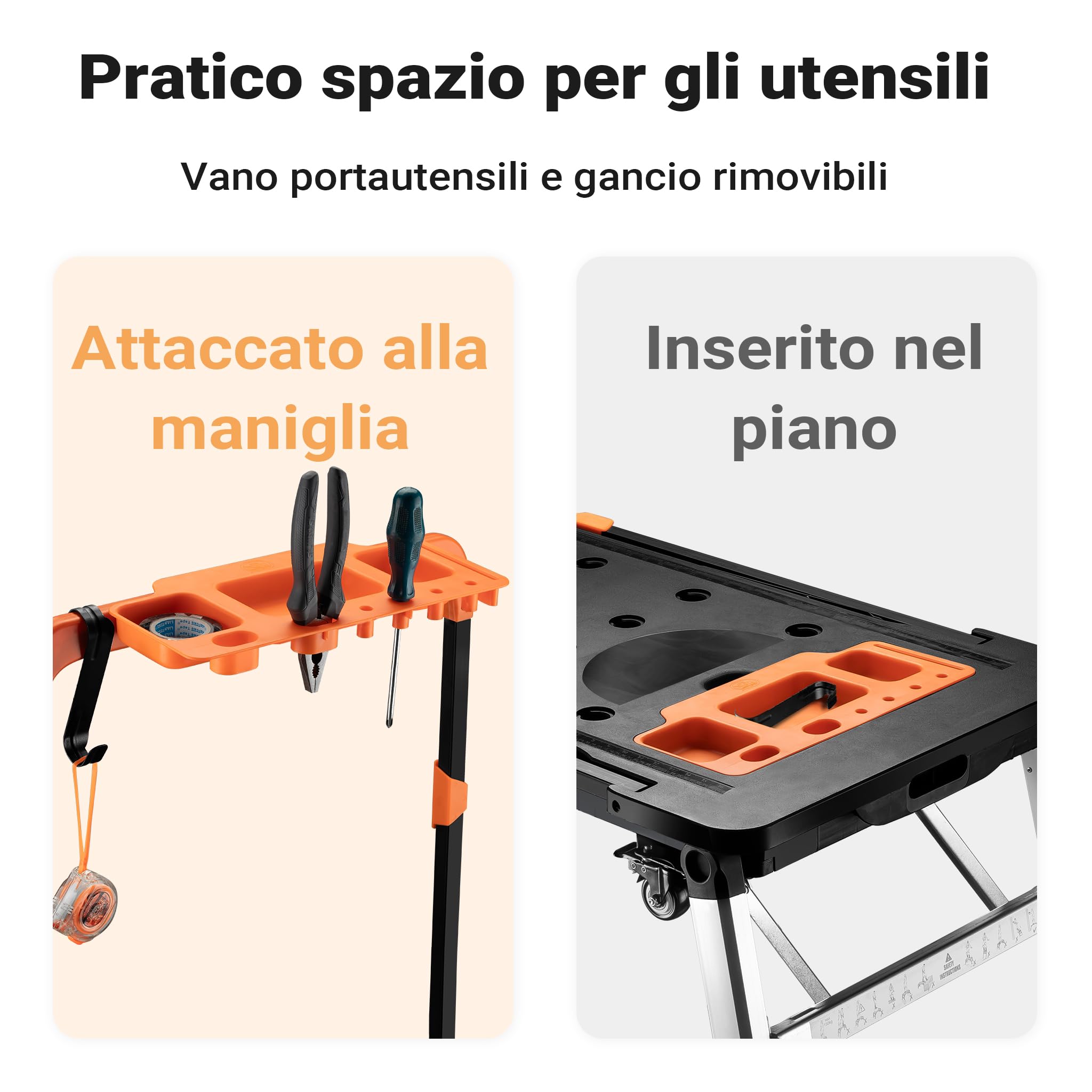 Wiltec Banco lavoro pieghevole 7 in 1 108,5 cm fino a 250 kg