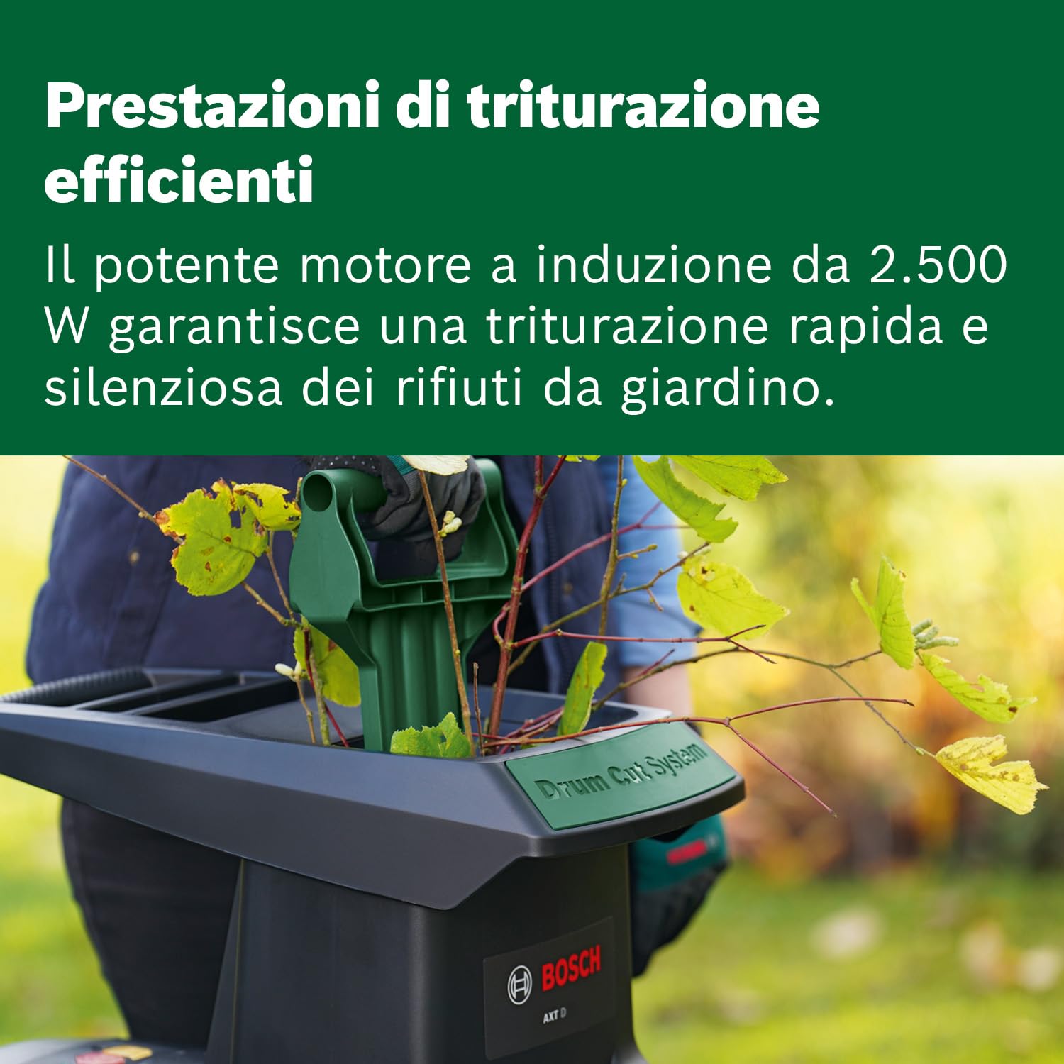 Bosch AXT 25 D Biotrituratore 2500W Rami 40 mm 53 L