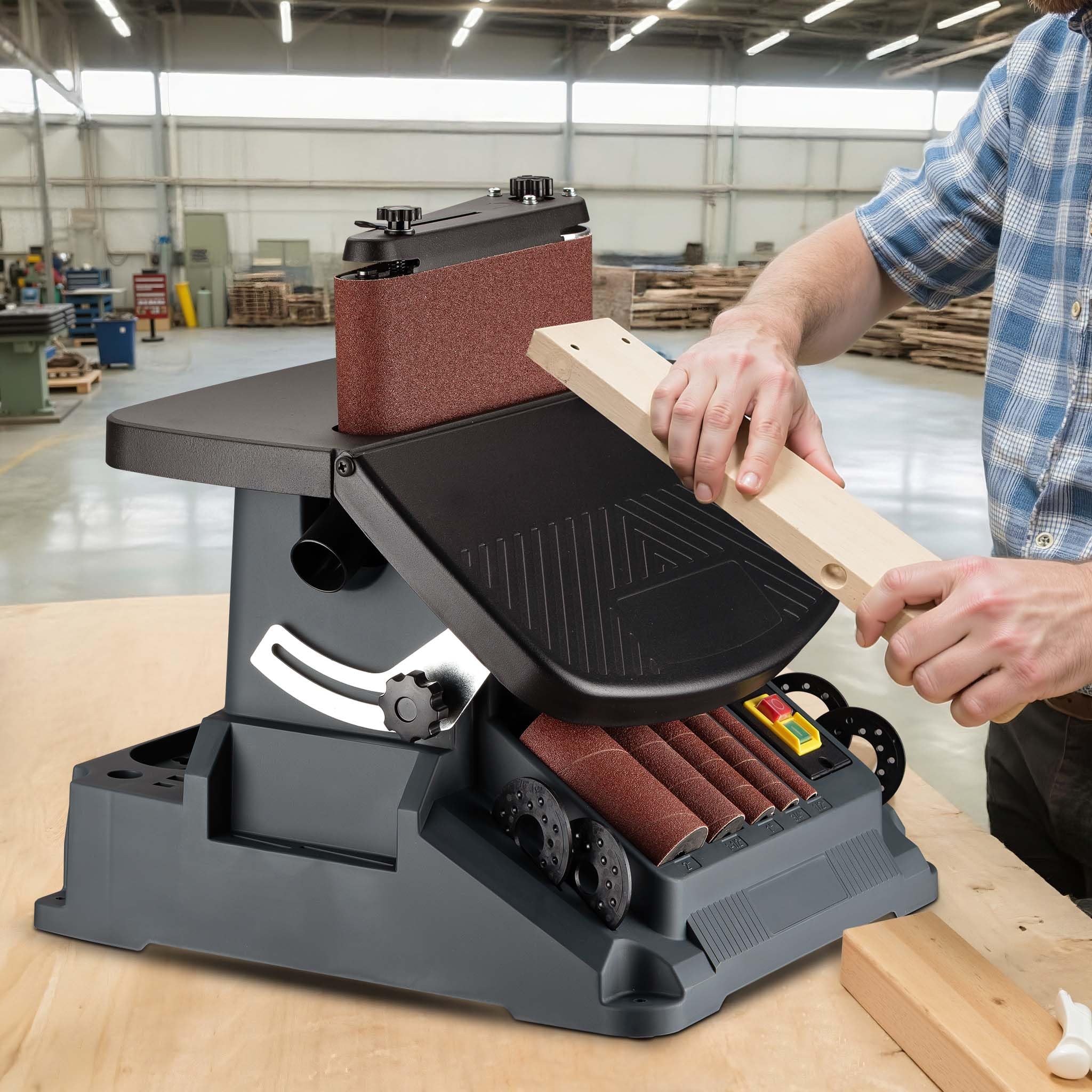 Wiltec Levigatrice a Mandrino Oscillante 500 W Rullo Nastro