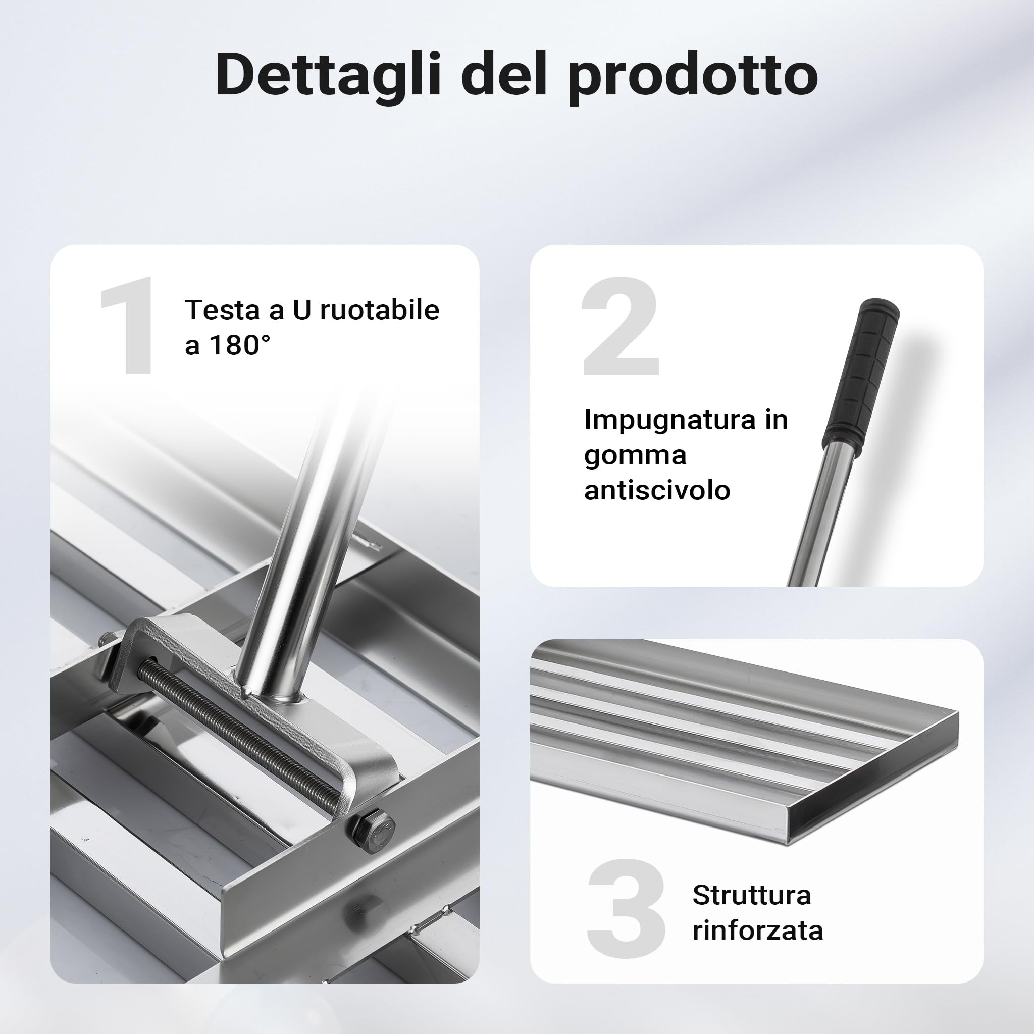 Wiltec Rastrello Livellante M 25x75 cm in Acciaio Inox