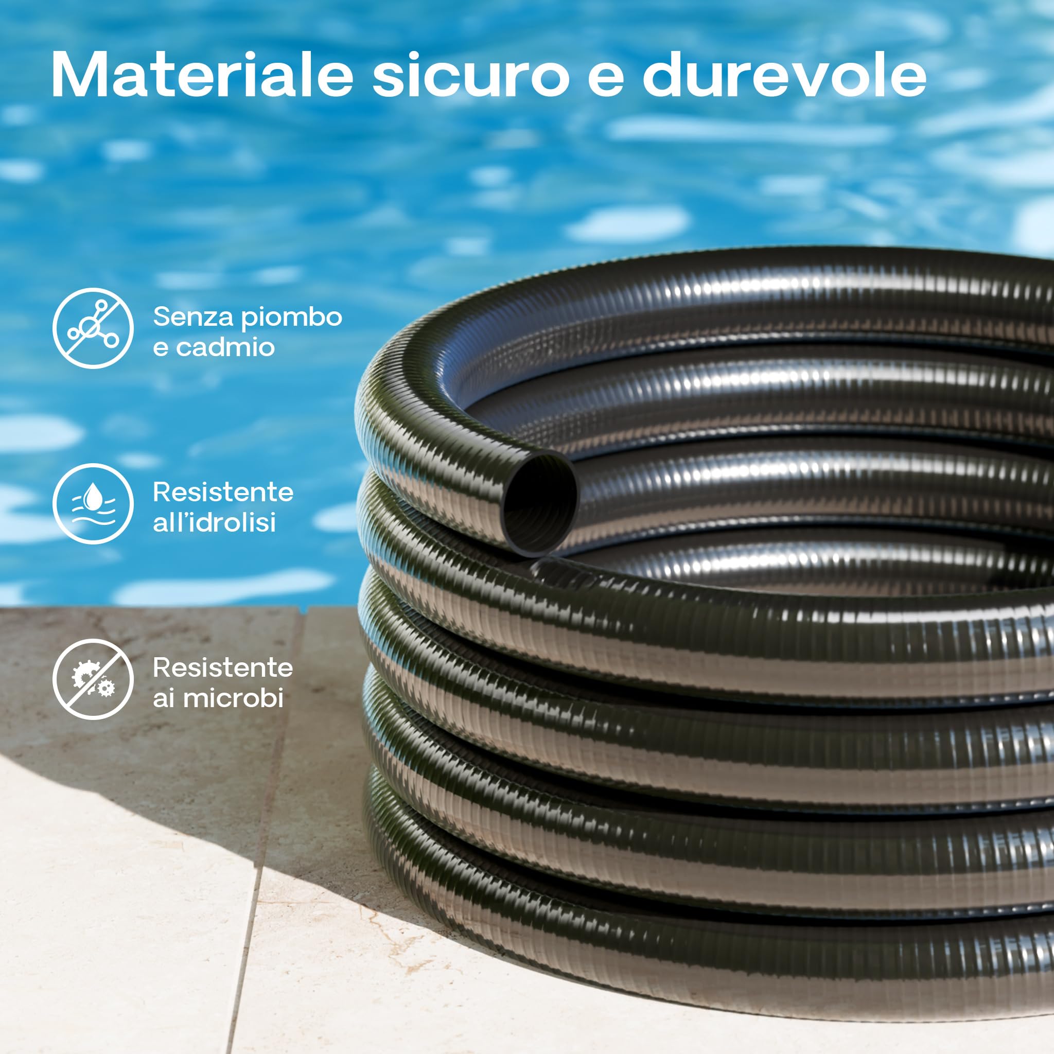 Wiltec tubo aspirazione spiralato nero 5m D40mm