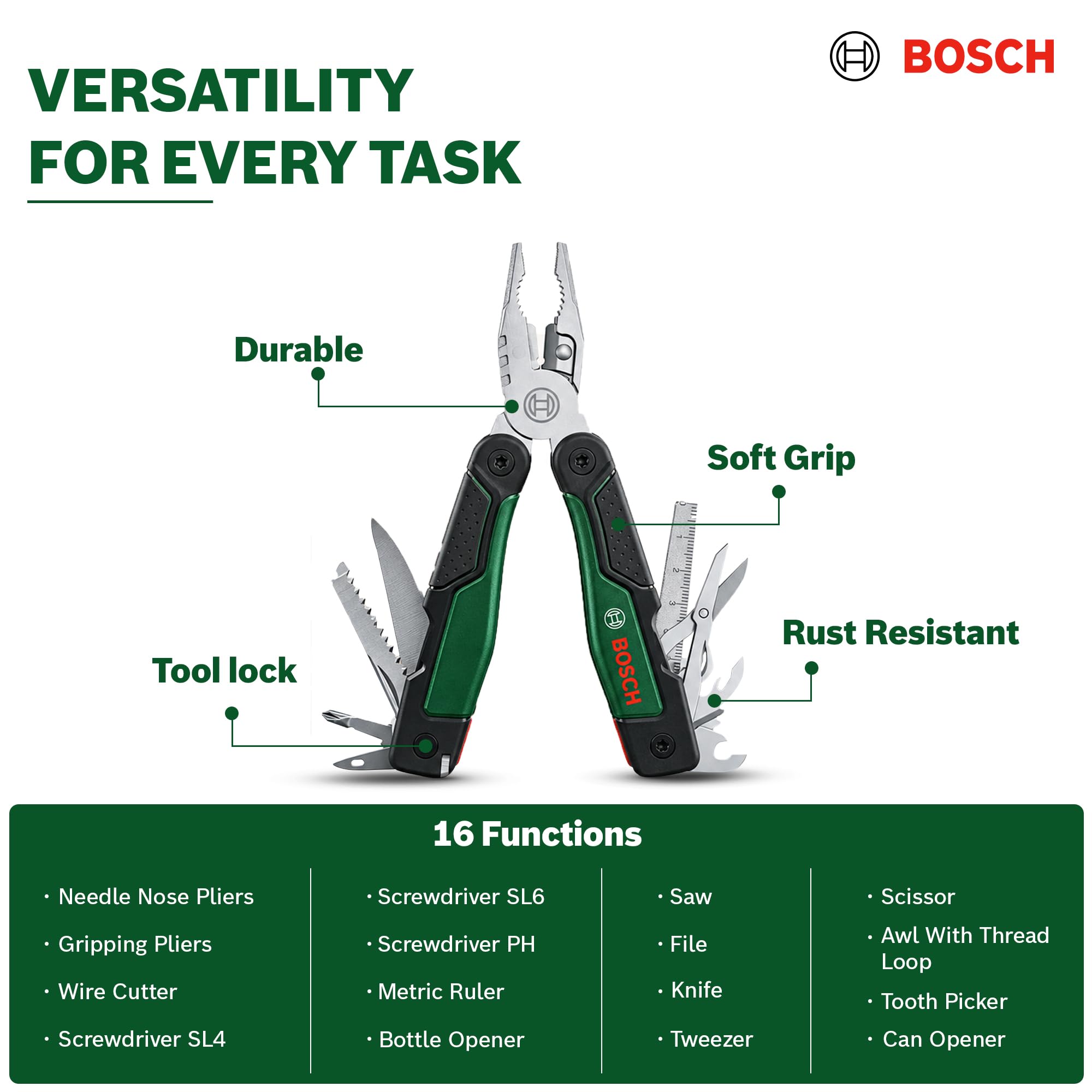 Bosch Multiutensile 16 in 1 acciaio inox custodia