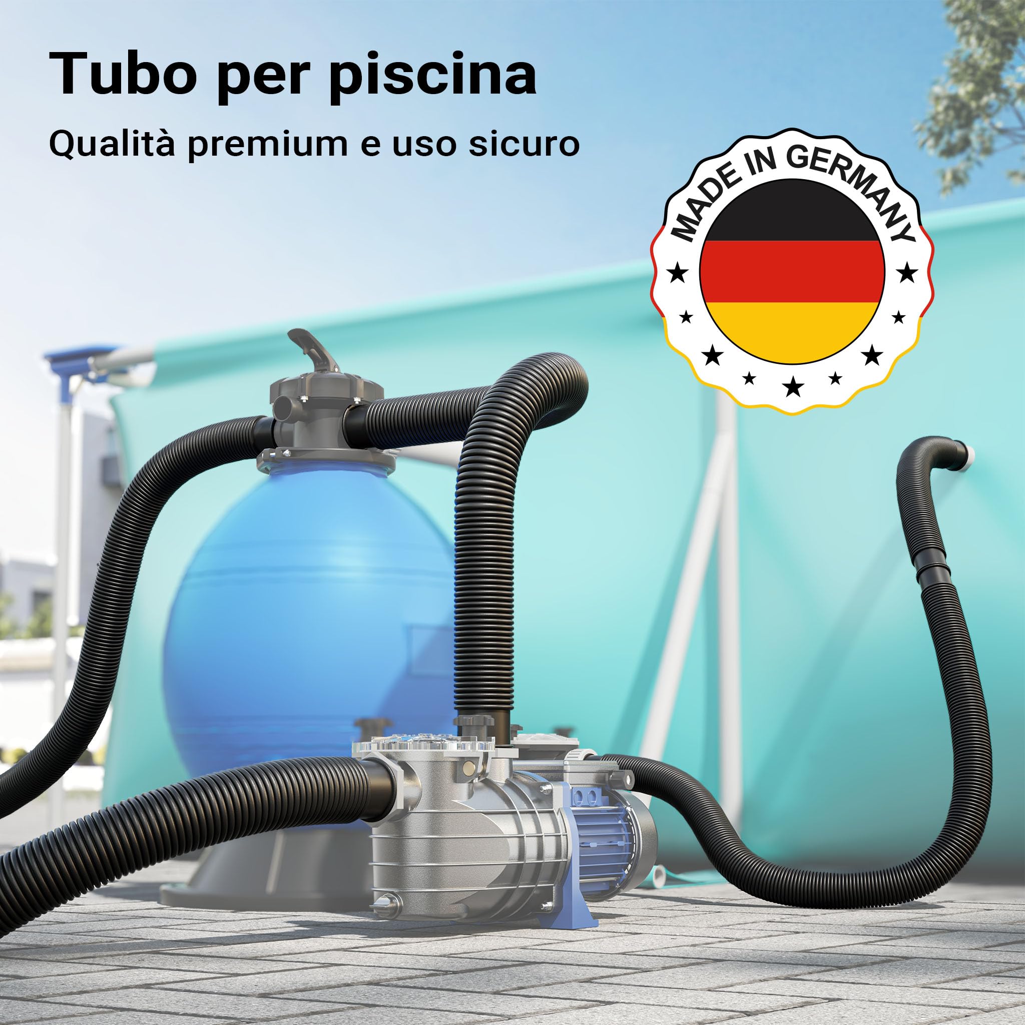 Wiltec tubo piscina nero 15 m 38 mm galleggiante