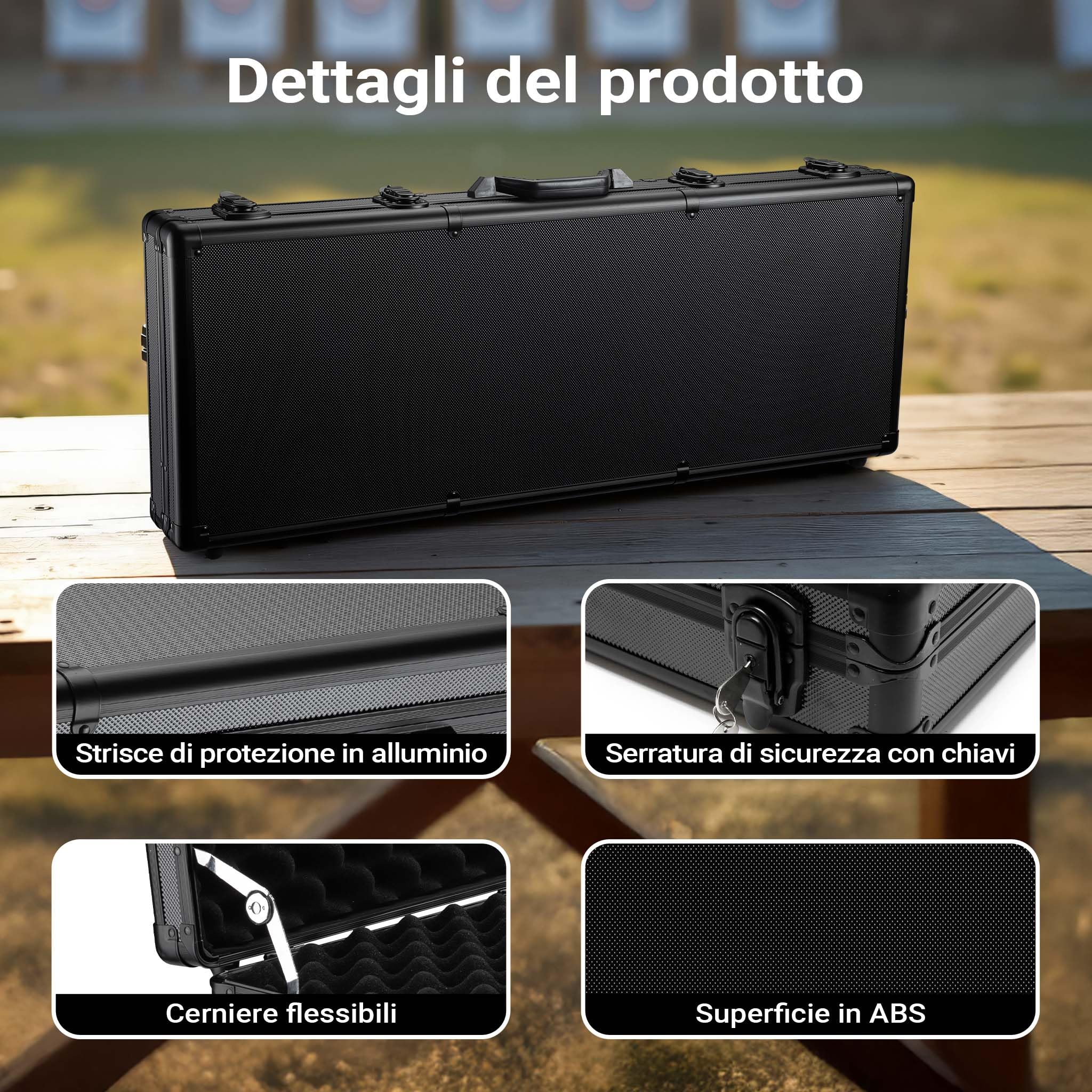 Wiltec Valigetta Pistola Rigida 84 cm 4 Serrature Nera
