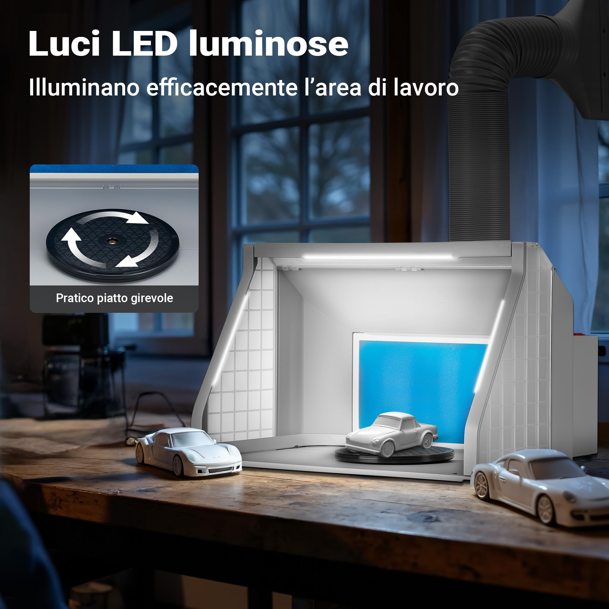 Wiltec Cabina Verniciatura 9 m³/min LED Doppia Ventola