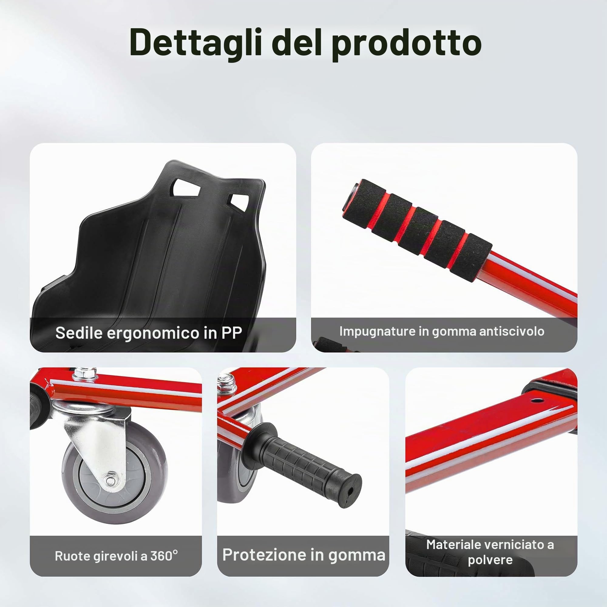 Wiltec Sedile Hoverboard Rosso 120 kg Regolabile Kart