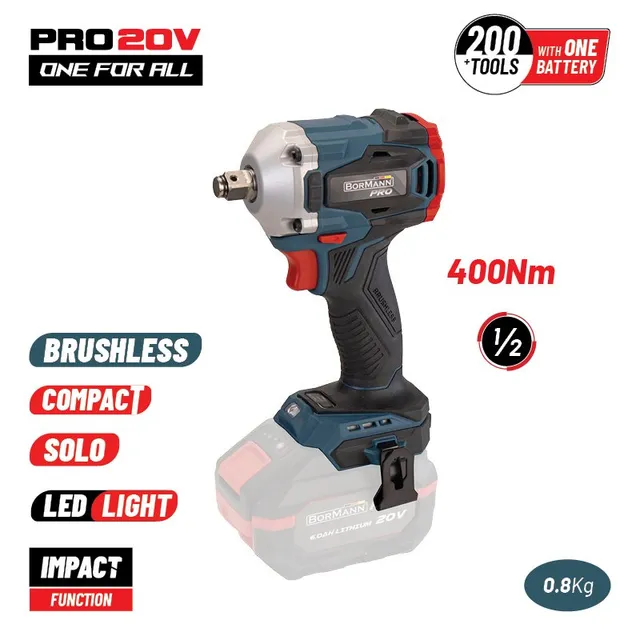Bormann Pro avvitatore impulsi 20V 400Nm Solo compatto
