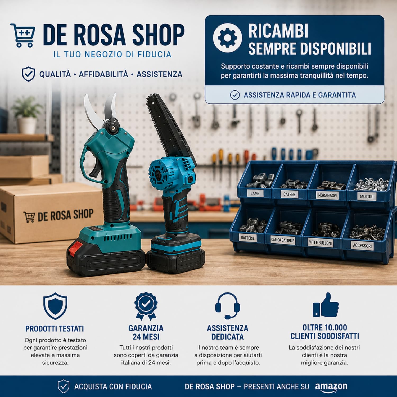 De Rosa Shop Kit Potatura 3 in 1 36V forbice motosega asta