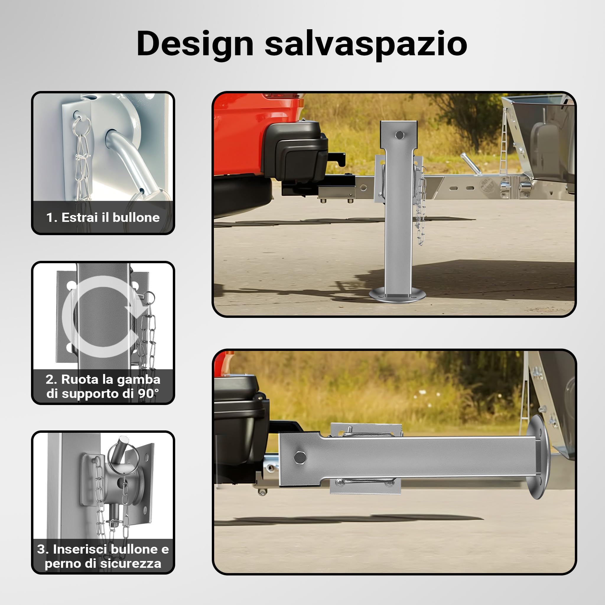 XPOtool stabilizzatori rimorchio piedi pieghevoli 1350kg 2pz