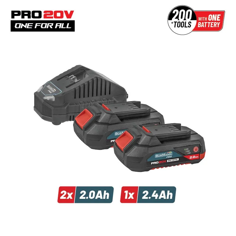 Bormann Pro BBP9922 starter kit 20V 2x2.0Ah con caricabatterie