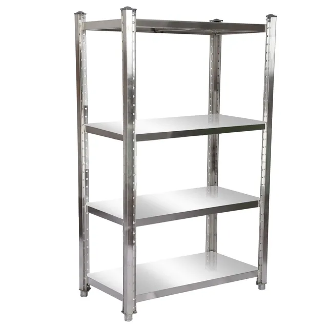 Wiltec Scaffale Acciaio Inox 120x50x155cm 4 Ripiani 150kg