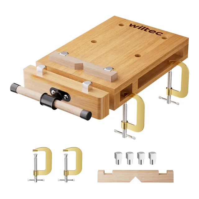 Wiltec Banco Lavoro Portatile Faggio 45,5 cm con Morsa