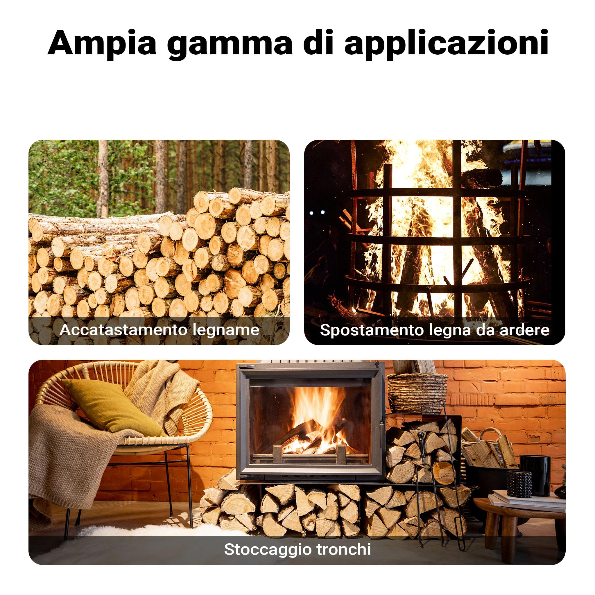 Wiltec Pinze per Legna 44 cm Acciaio fino a 100 kg Ø 30 cm