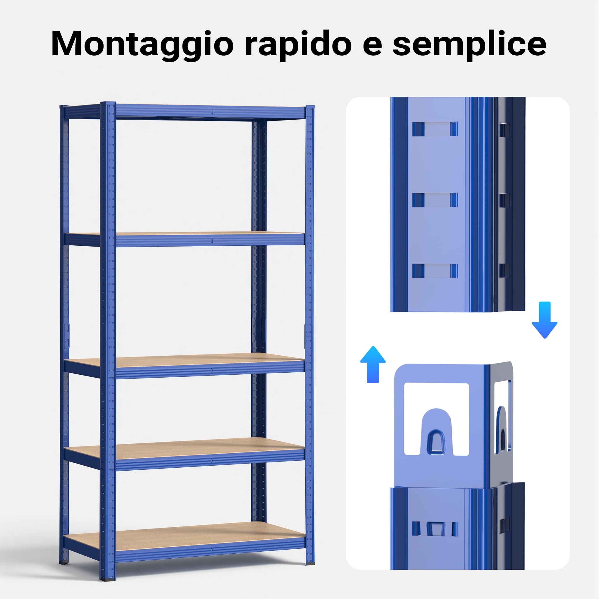 Wiltec Scaffale Carichi Pesanti Blu 120x60x204 cm 5 Ripiani