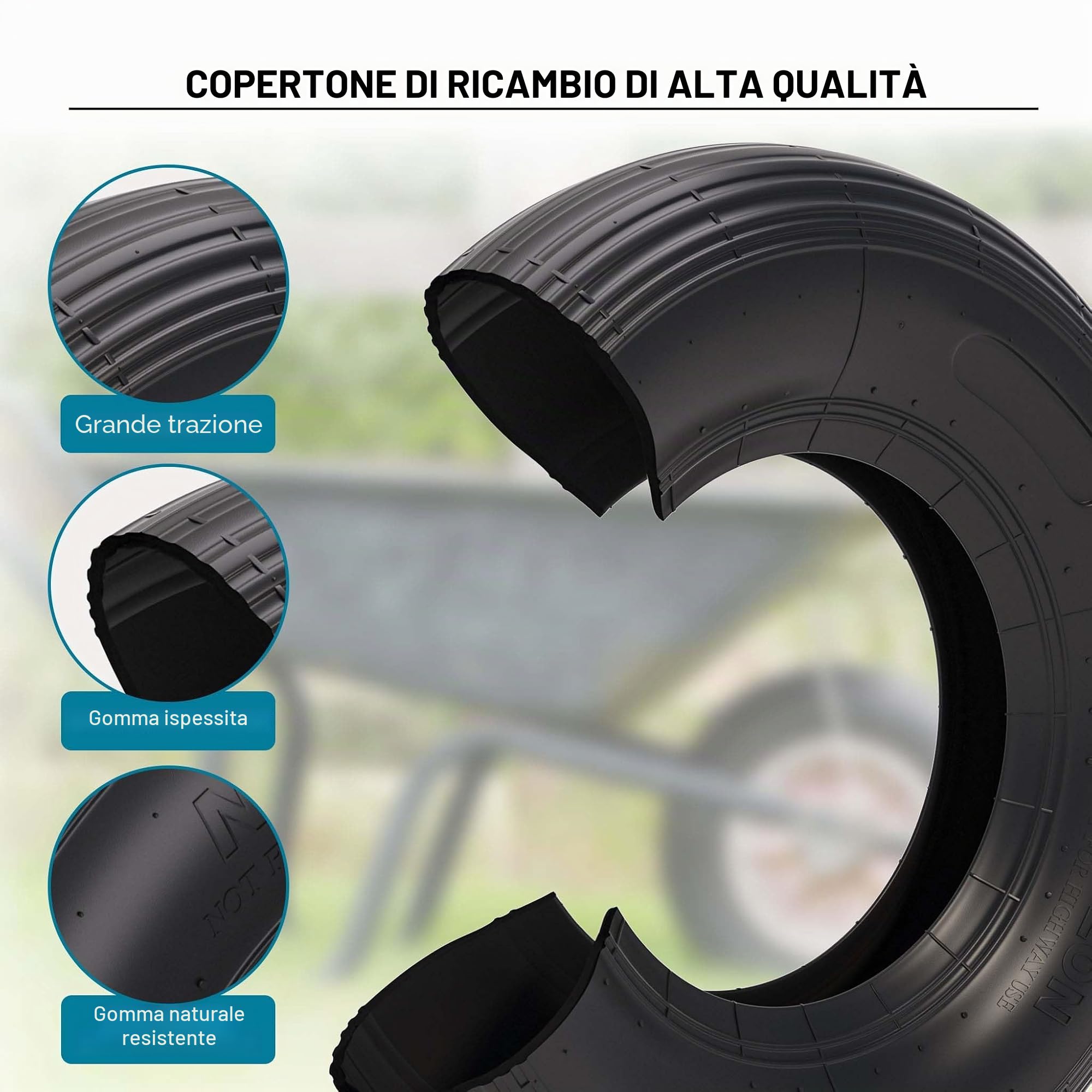 Wiltec Copertone Carriola 4.00-8 400x100 mm 160 kg