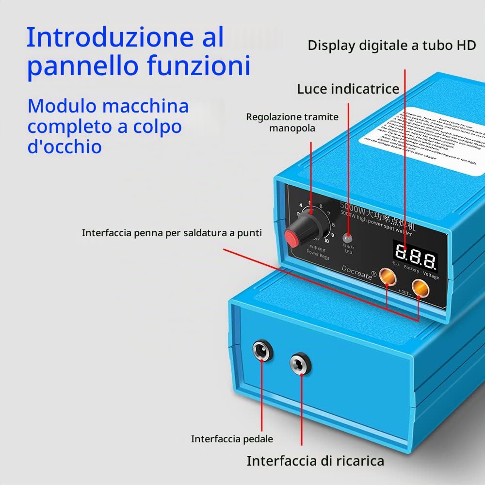Weytoll 5000W Saldatrice a Punti 10 Livelli con Pedale