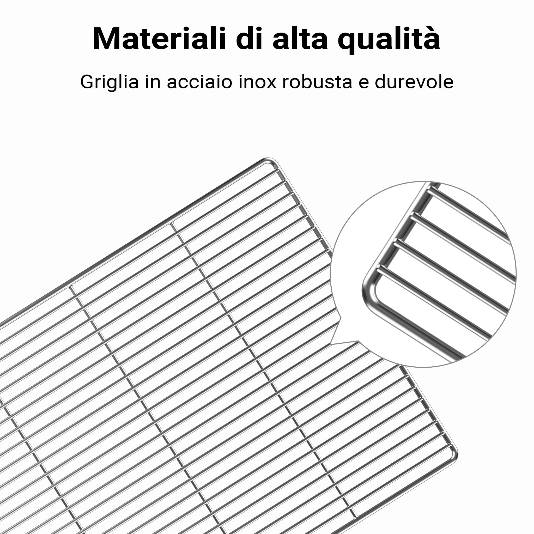 Wiltec Griglia barbecue inox 67x40 cm