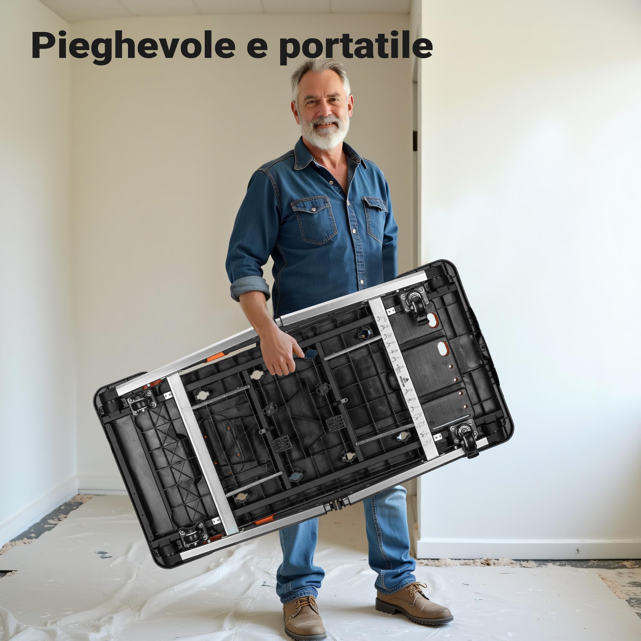 Wiltec Banco lavoro pieghevole 7 in 1 108,5 cm fino a 250 kg