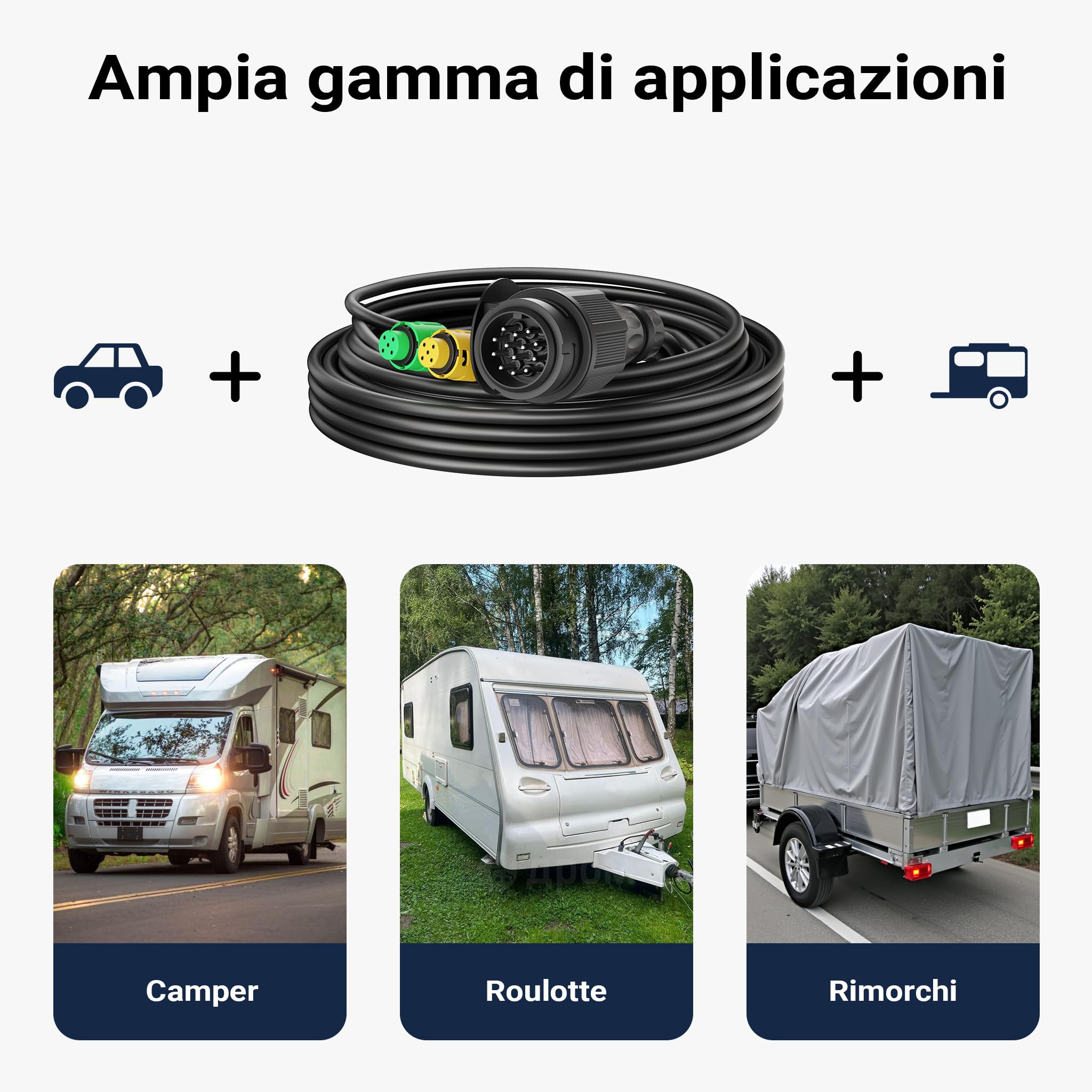 Wiltec XPOtool Cavo Rimorchio 13 Poli 5 m Luci