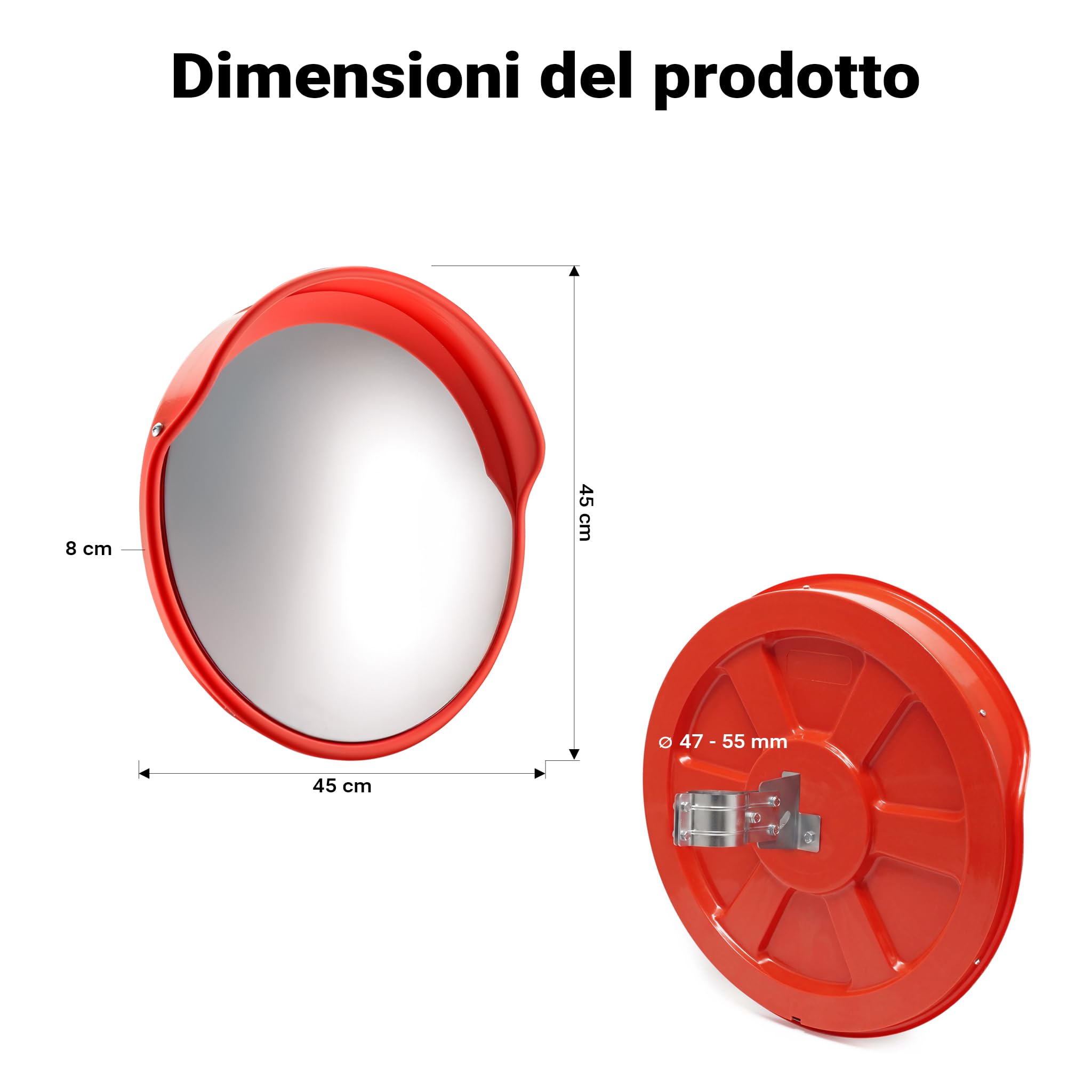 Wiltec Specchio Parabolico Traffico 45 cm Policarbonato