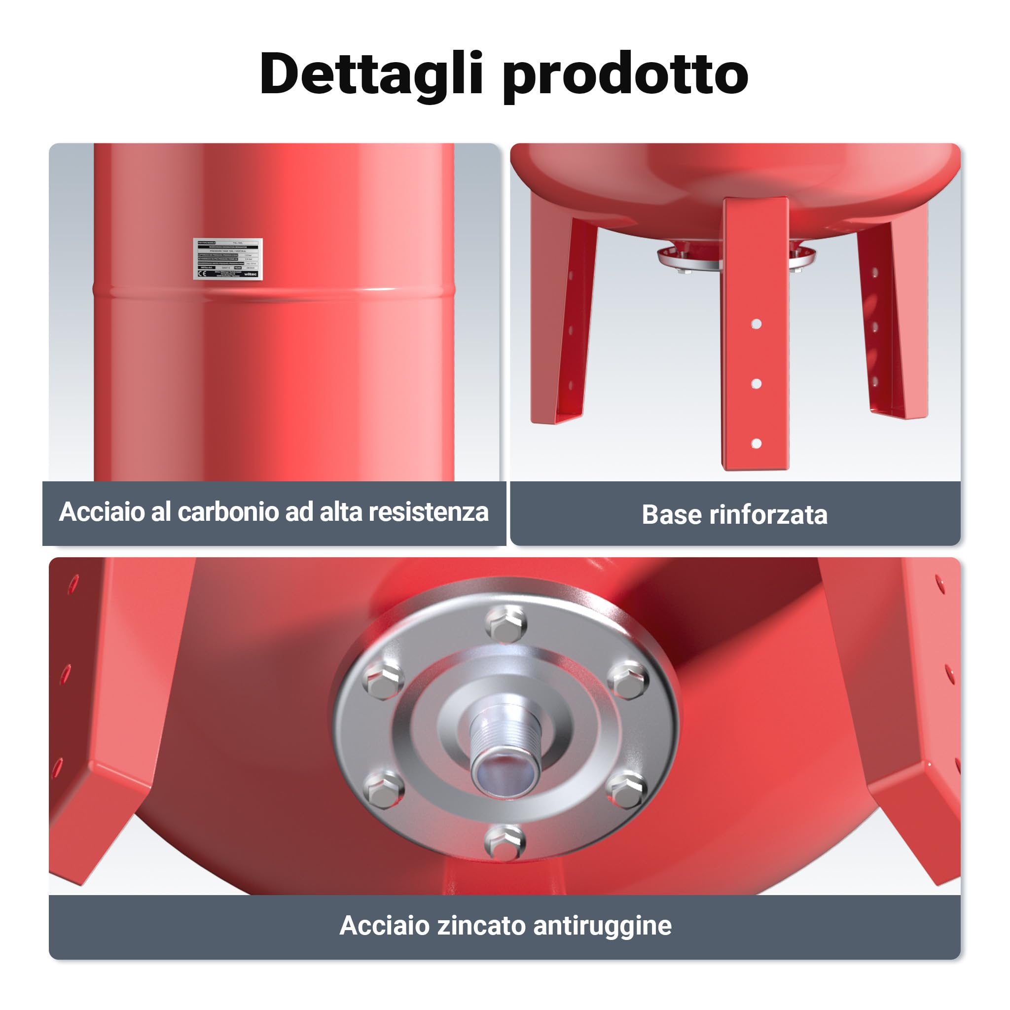 Wiltec Vaso Espansione 50L Verticale Autoclave Membrana EPDM