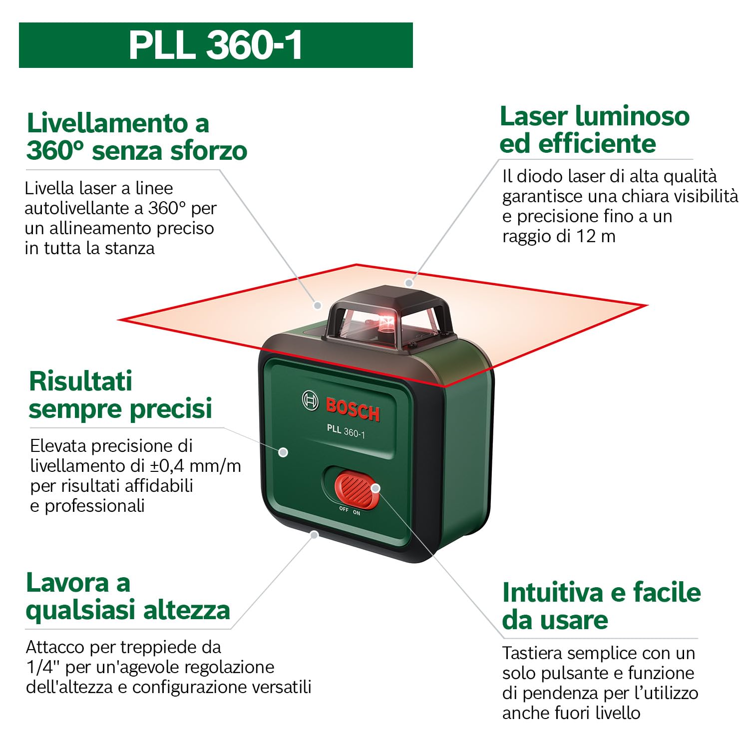 Bosch PLL 360-1 Livella Laser 360° con Treppiede